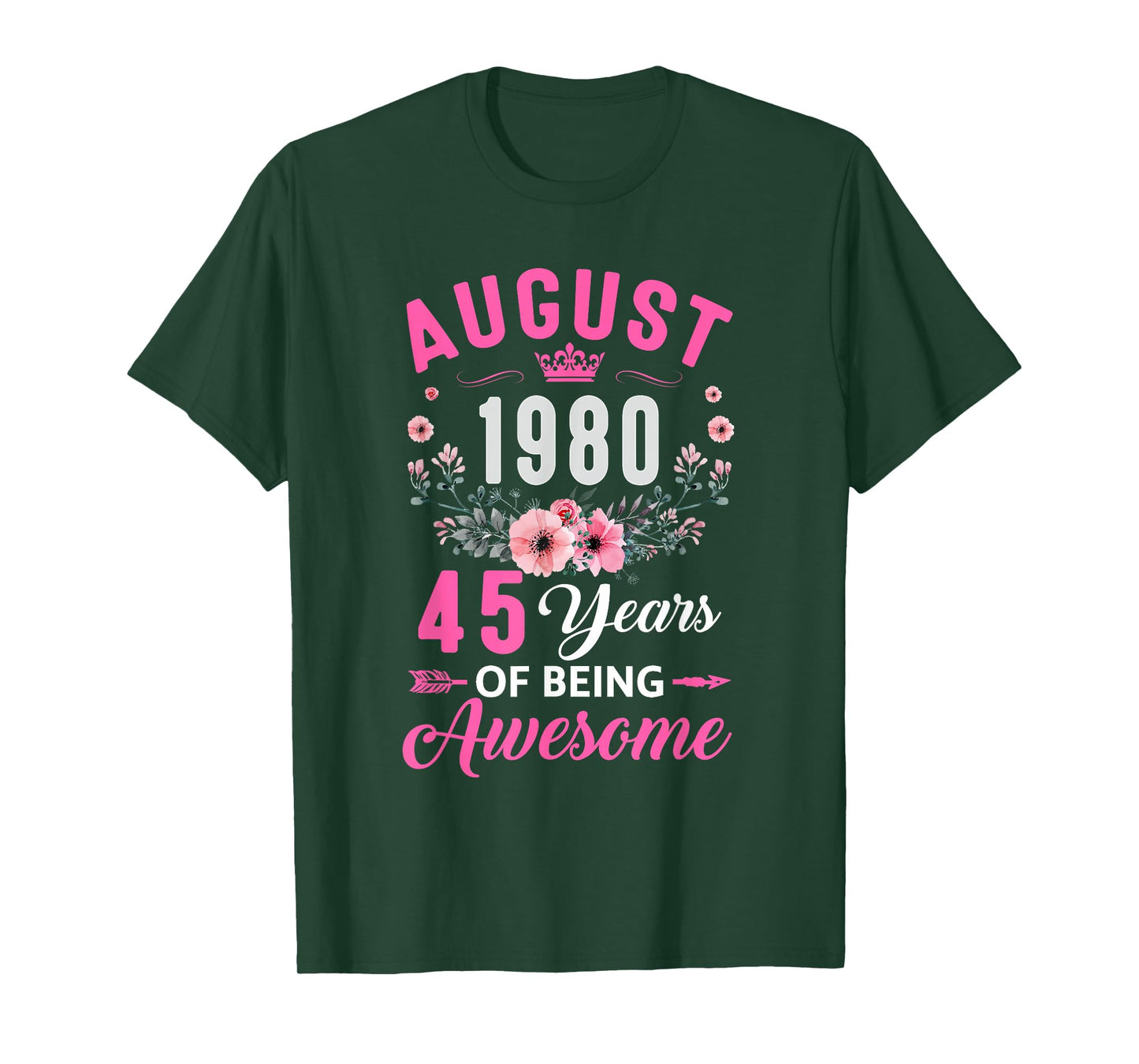 Awesome Since 1980 45 Years Old August 45Th Birthday Women T-Shirt
