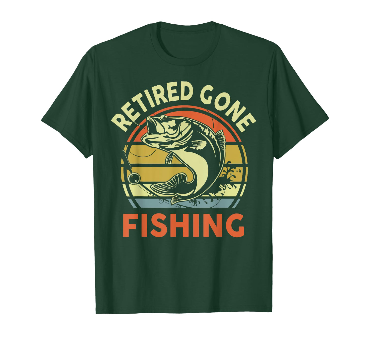 Retired Gone Fishing Grandpa Father Day Gift Funny Bass Dad T-Shirt