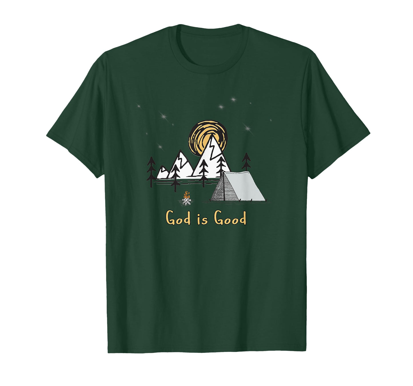God is good tent camping under the stars graphic design gift T-Shirt