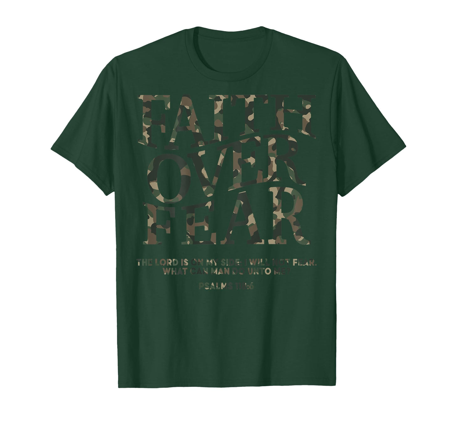 Camo Faith Over Fear Christian Jesus Youth God Son Brother T-Shirt