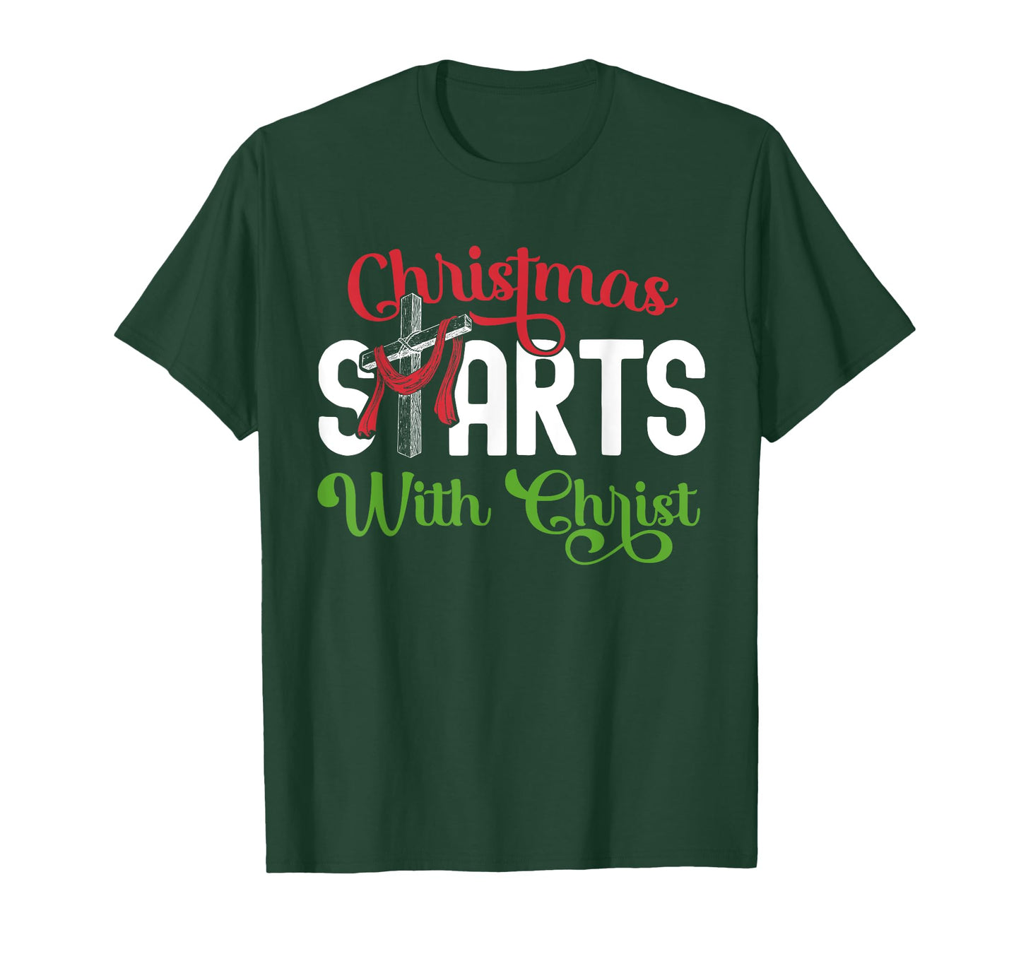 Christmas Starts With Christ Christian Cross Jesus T-Shirt