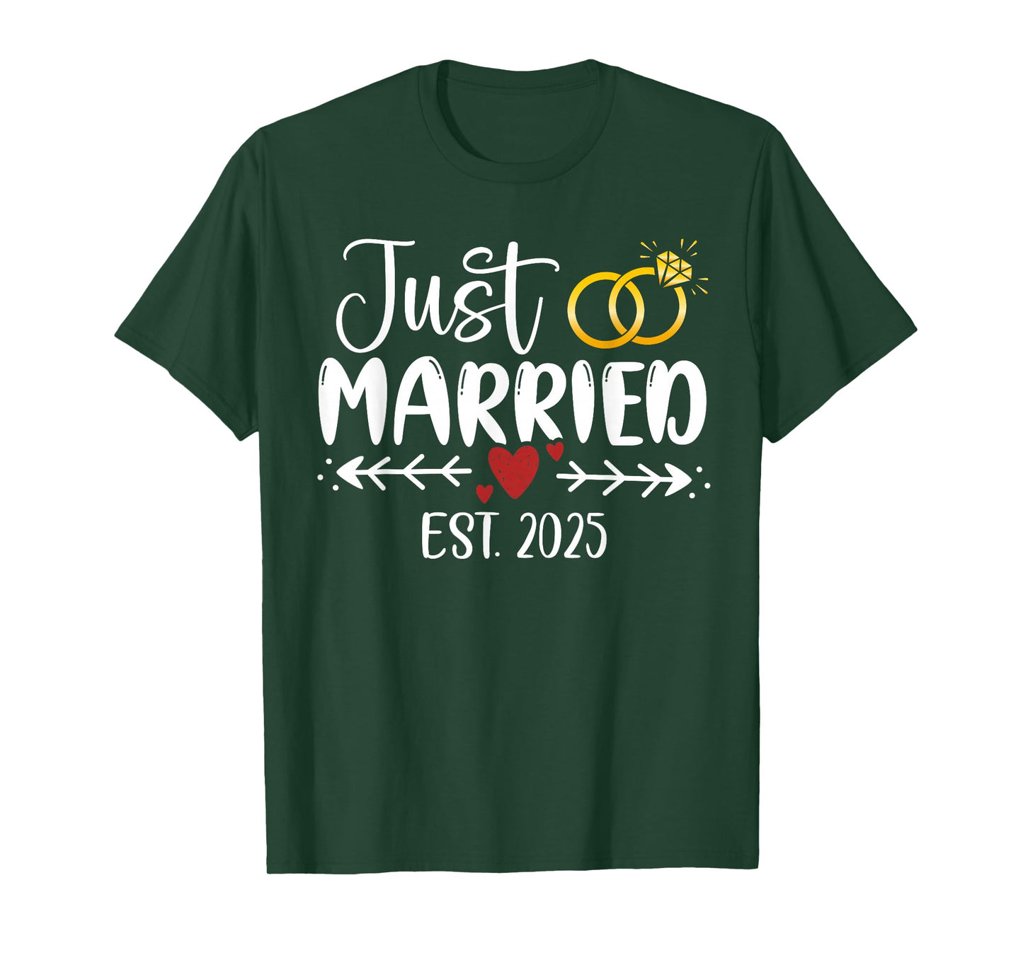 Just Married 2025 Couple Newlywed Bride And Groom Wedding T-Shirt