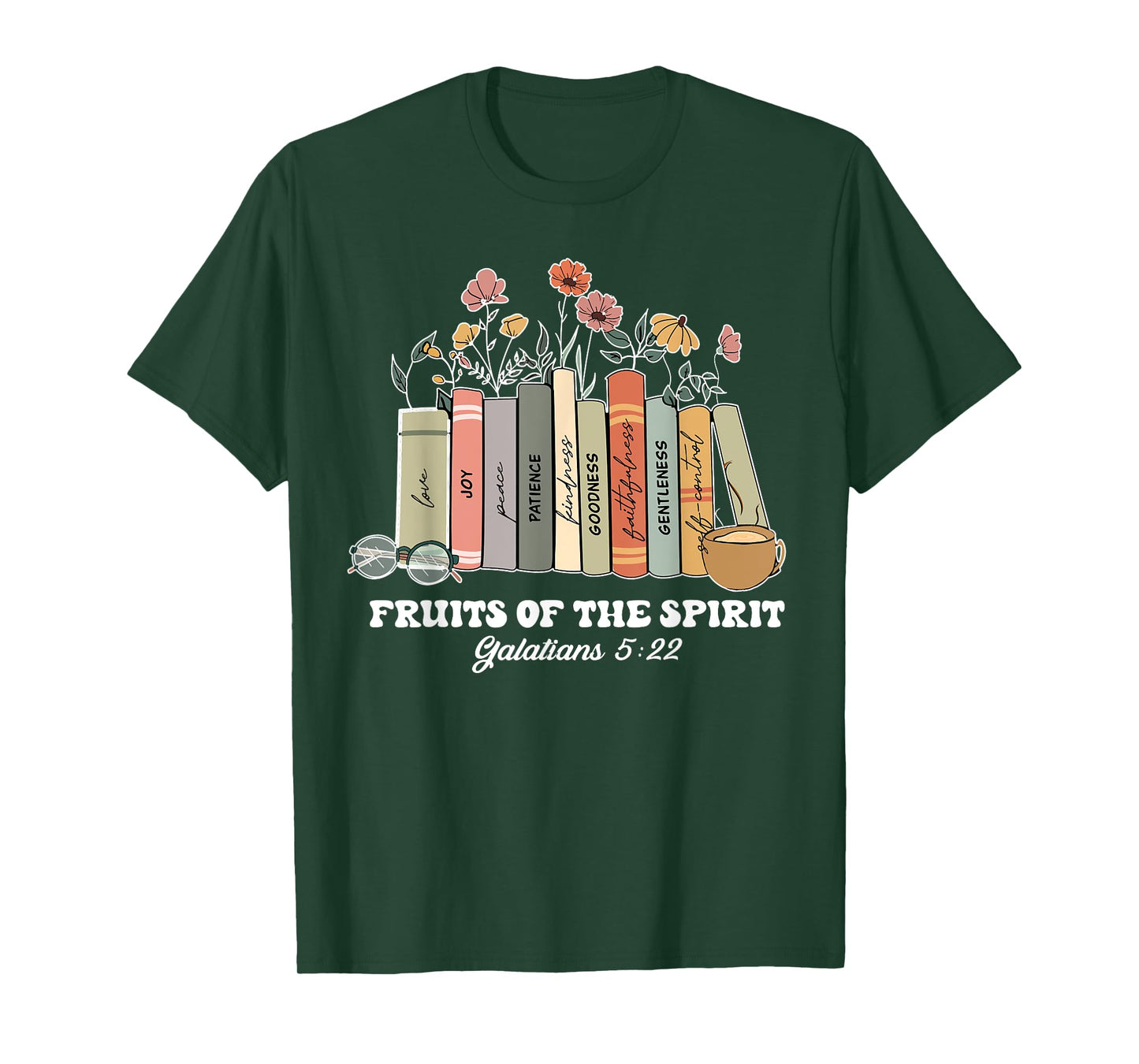 Fruits Of The Spirit Galatians 5:22 Christian Book Flower T-Shirt