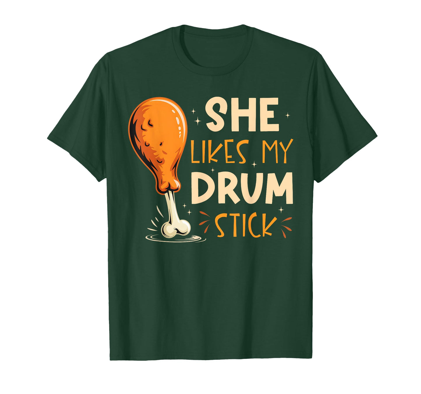 Funny She Likes My Drum Stick Couple Matching Thanksgiving T-Shirt