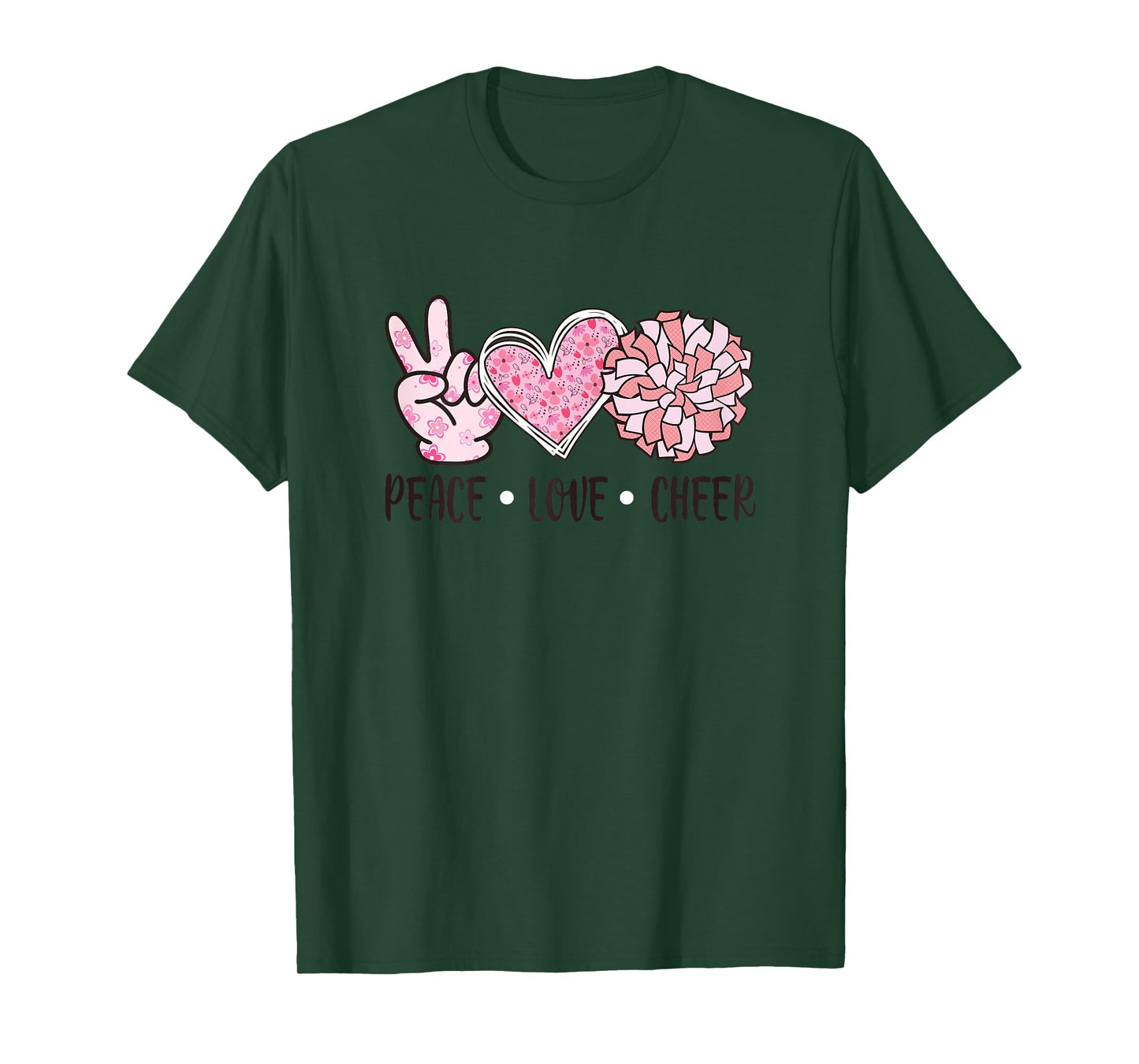 Cheerleading Shirt Girls Peace Love Cheer Cheerleader Women T-Shirt