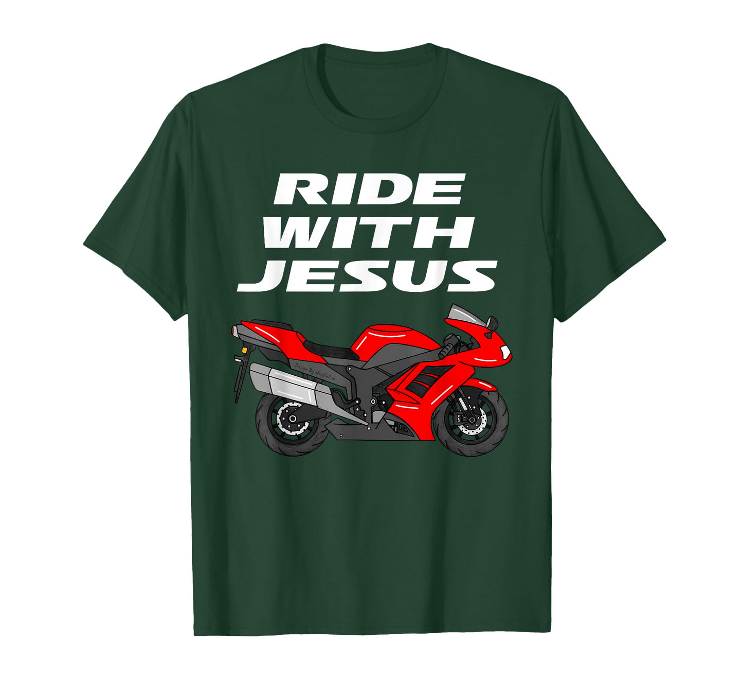 Ride With Jesus, Motorbike Motorcycle Christian Motorcyclist T-Shirt
