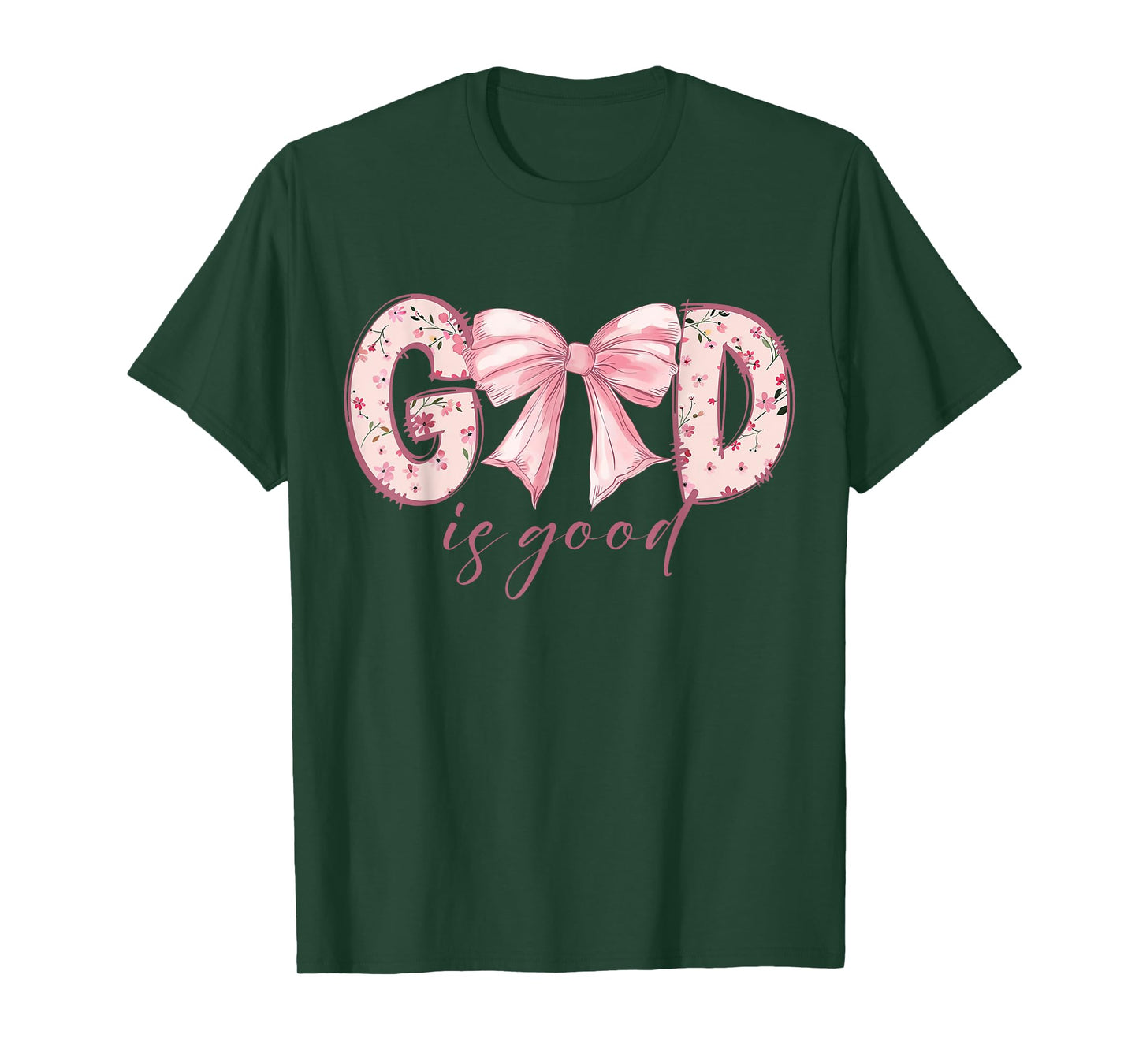 God Is Good Floral Bow Christian Inspirational Faith T-Shirt