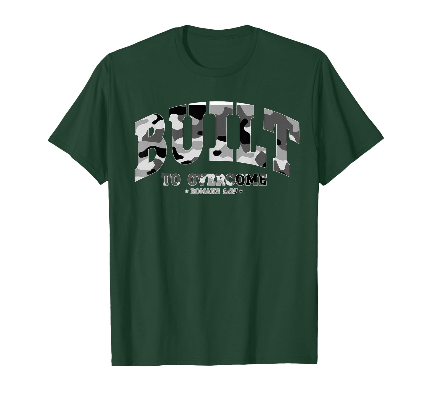 Built to Overcome Camo Scripture Christian Faith Gym Workout T-Shirt