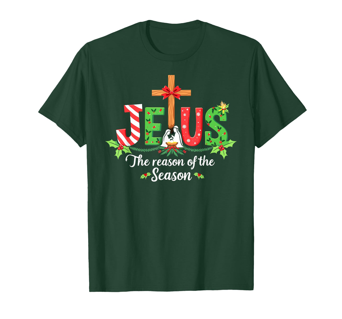 Jesus is the Reason for the Season Christmas Christian Tee T-Shirt