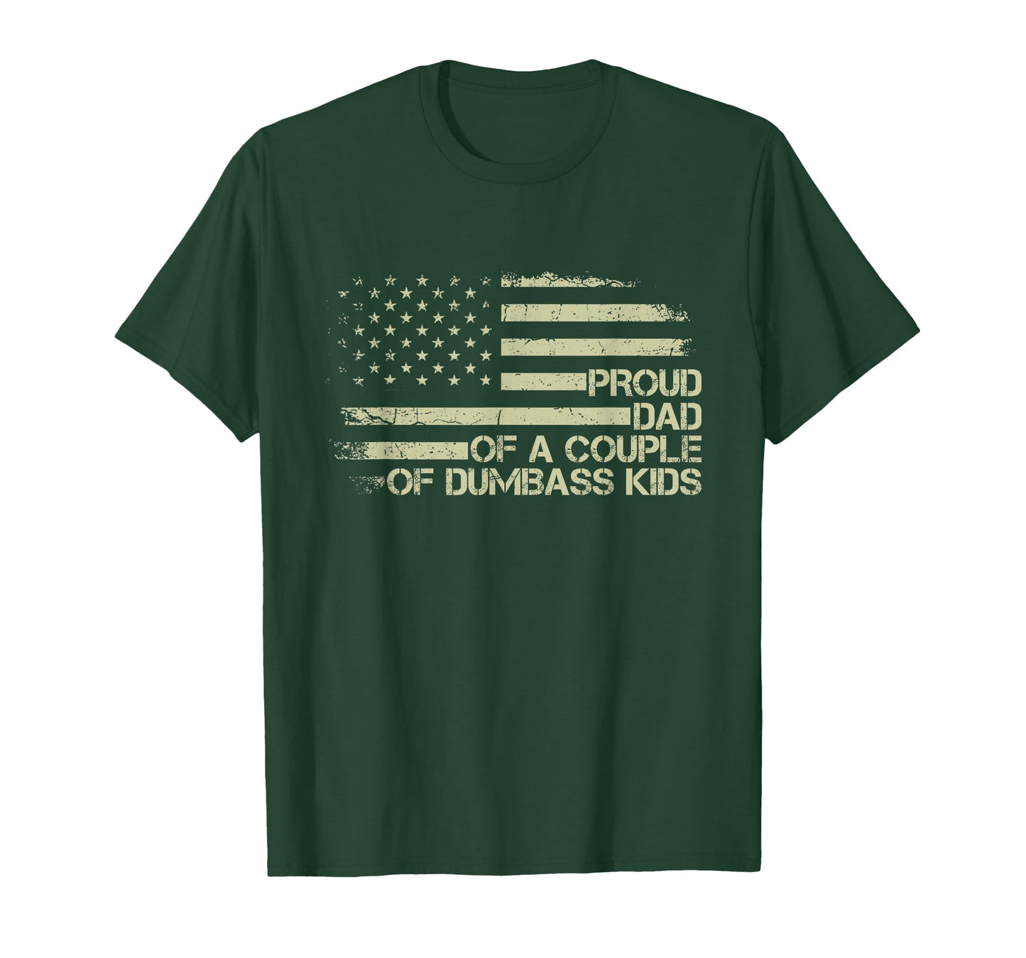 Proud Dad of a Couple of Dumbass Kids American Flag Funny T-Shirt