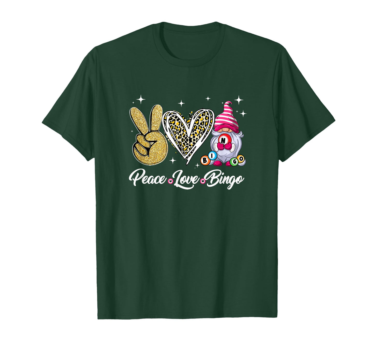 Peace Love Bingo Funny Lucky Design Bingo Gnome Lover Women T-Shirt