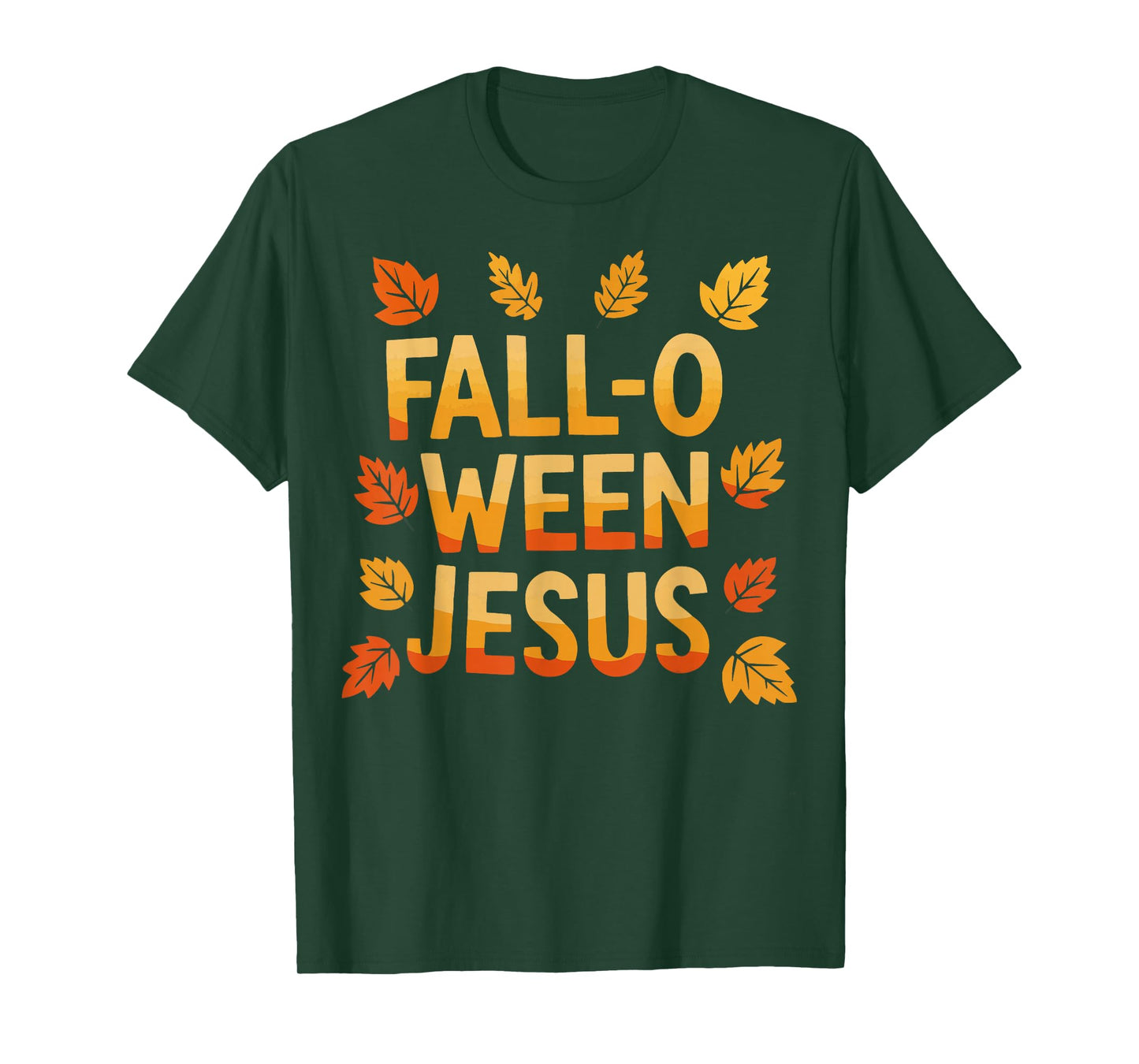 Fall-O-Ween Jesus Funny Christian Halloween Autumn Leaves T-Shirt