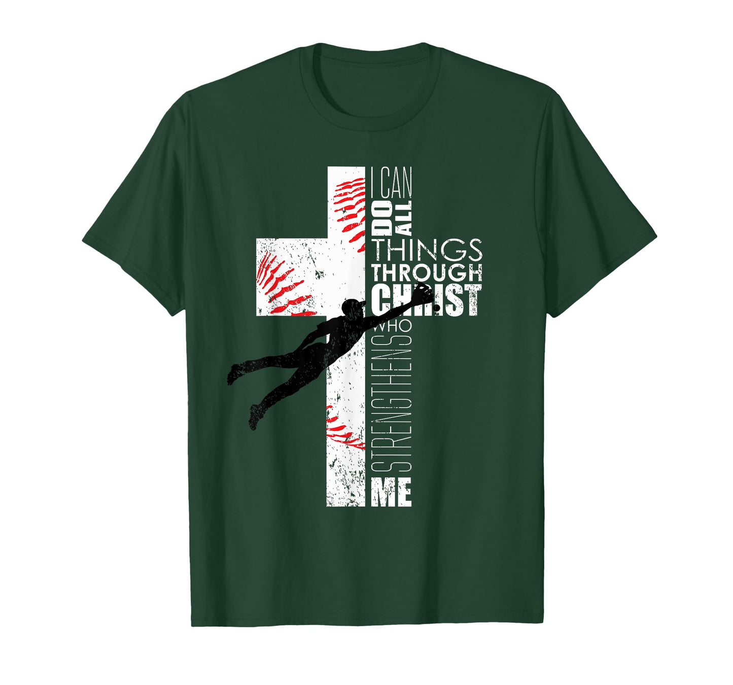 Philippians 4:13 Baseball Cross Christian Bible Verse Faith T-Shirt
