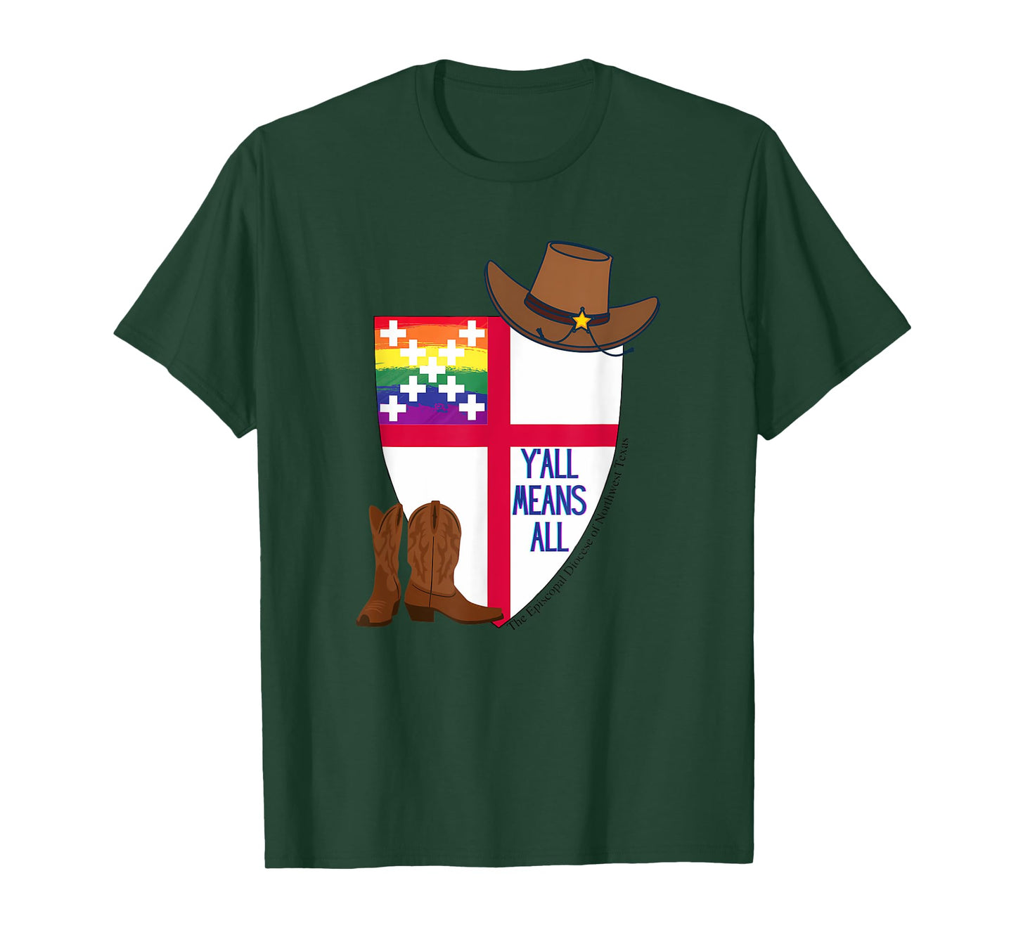 Funny Y'All Means Yall Episcopal Church Gay Pride T-Shirt