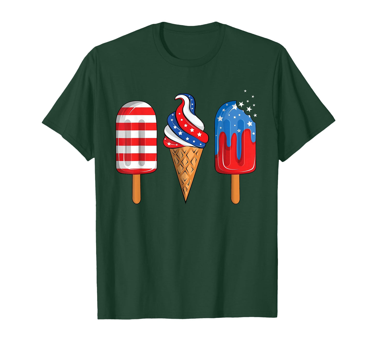 4th Of July Popsicle Red White Blue American Flag Patriotic T-Shirt