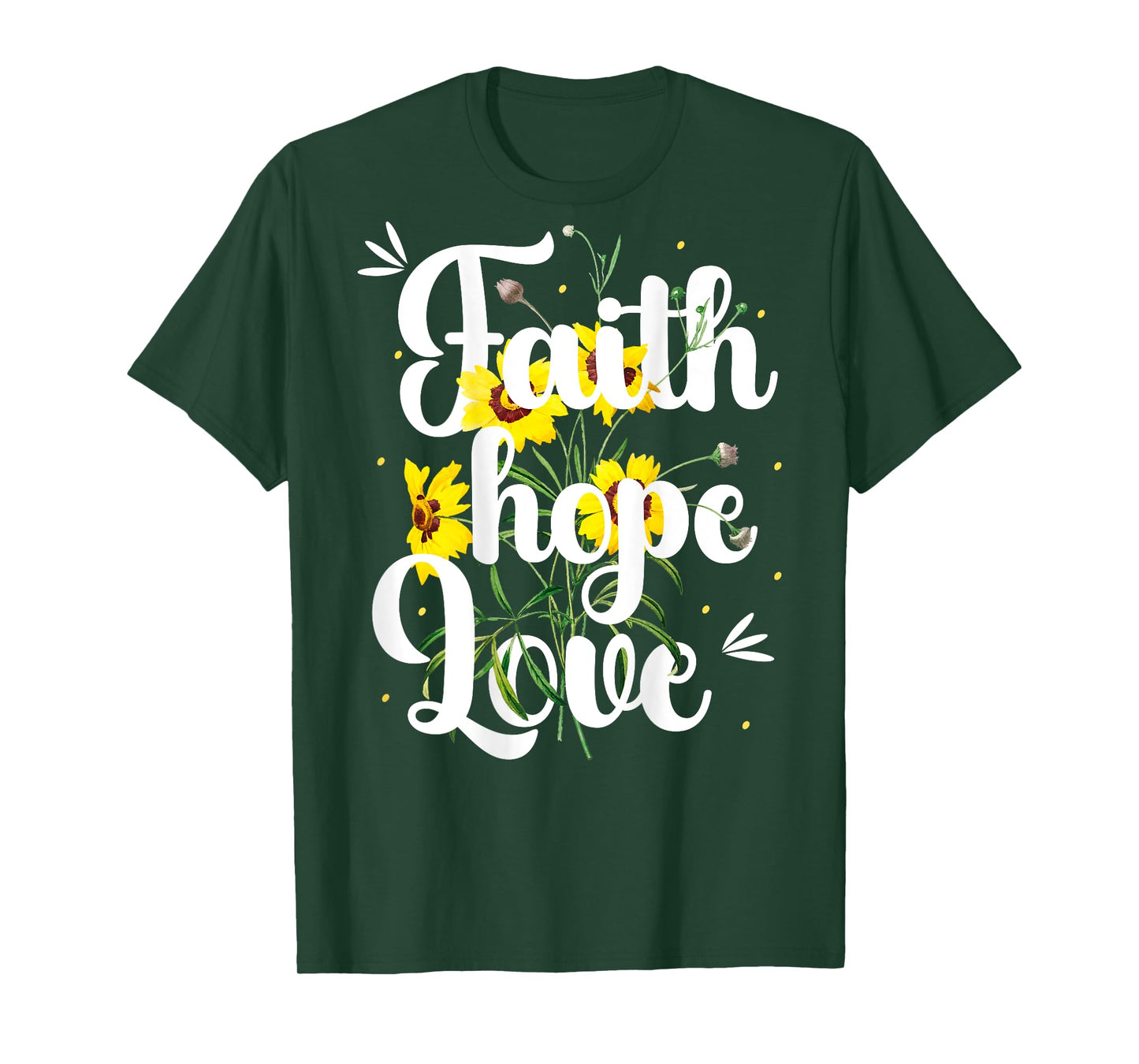 Women Christian Art With Yellow Flowers Faith Hope Love T-Shirt