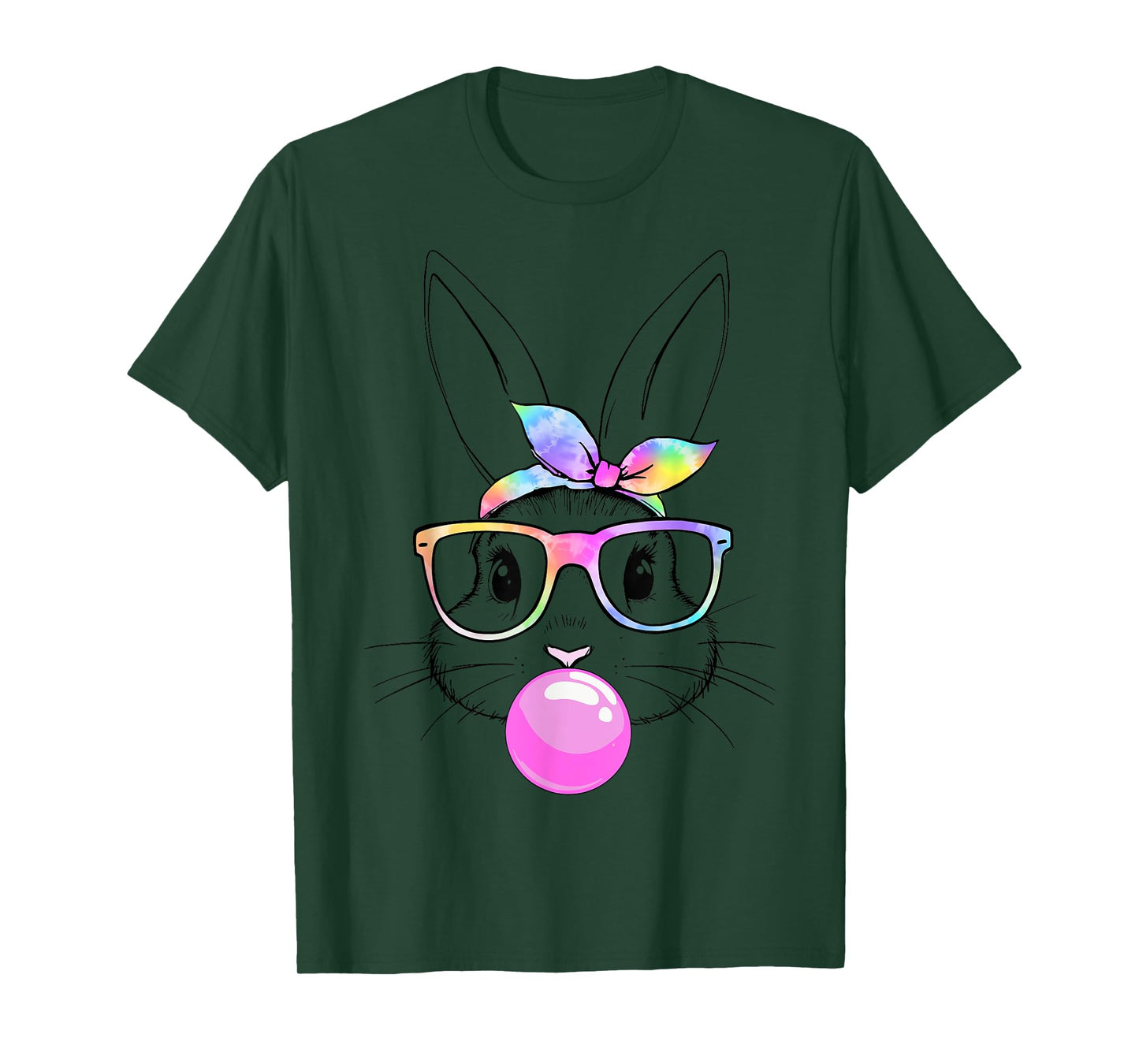 Bunny tie dye glasses bandana bubblegum easter girls women T-Shirt
