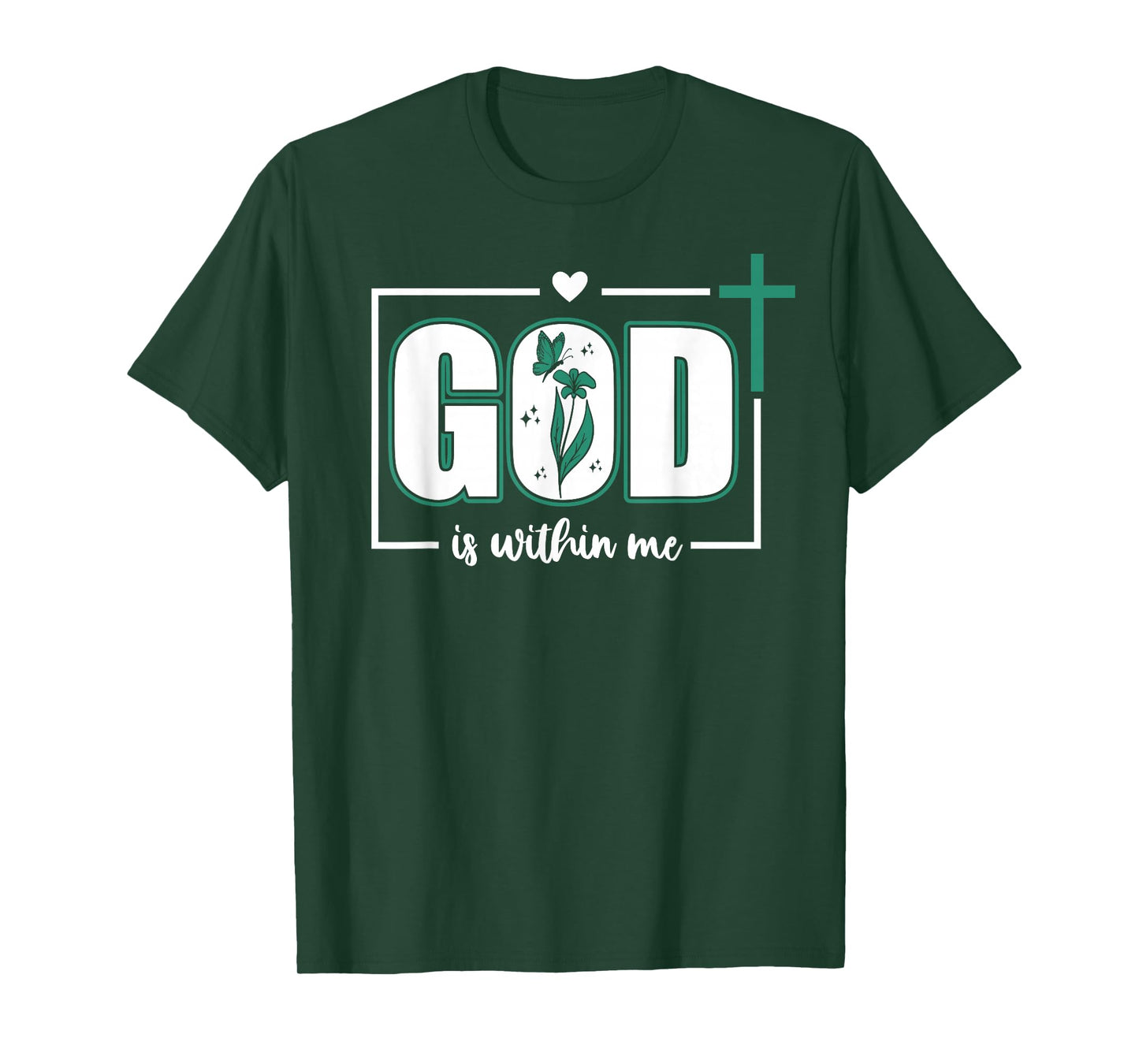 God is Within Me Will I Not Fall Psalm 46:5 Teal Bible Verse T-Shirt