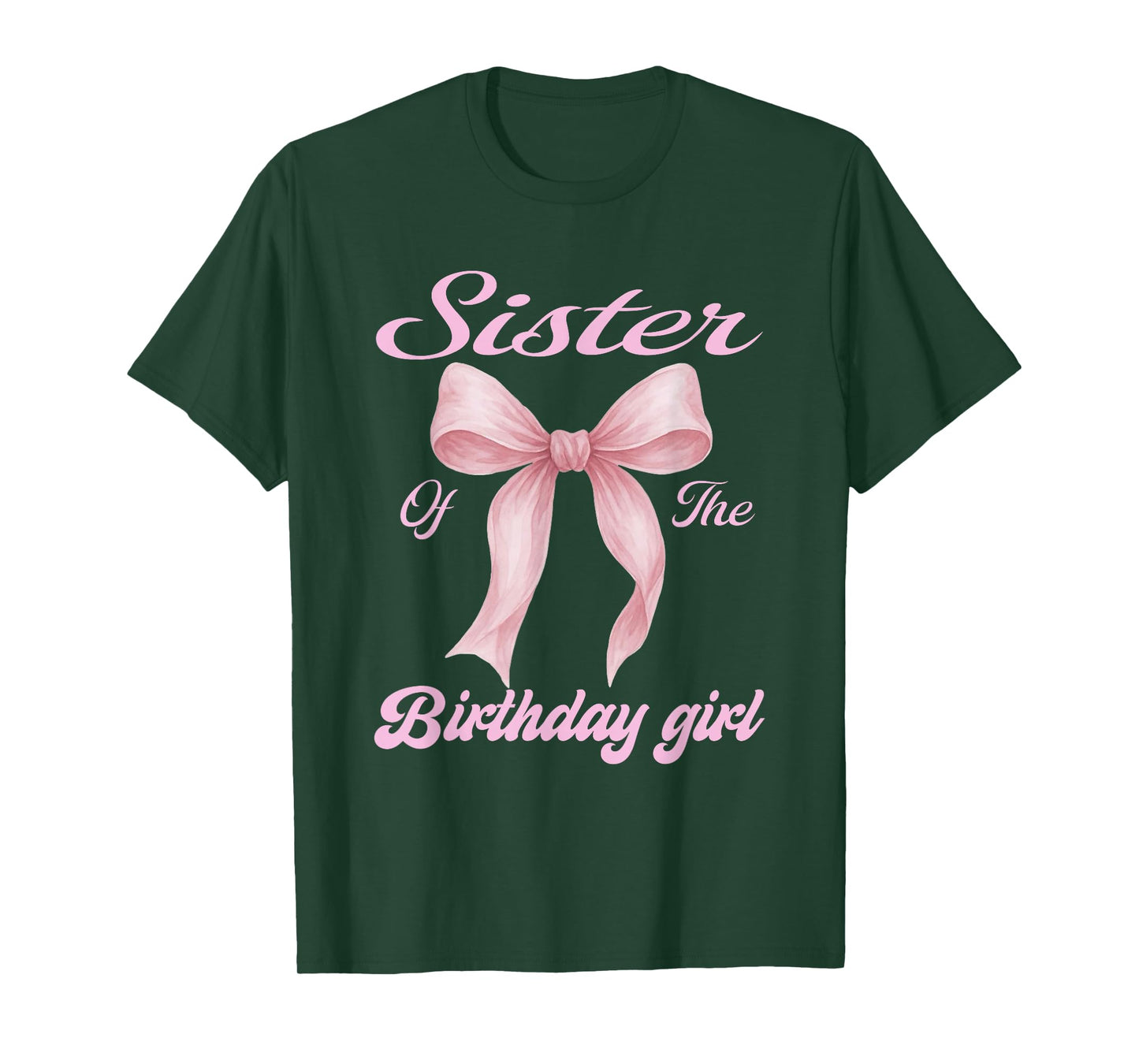 Sister of The Birthday Girl Family Pink Coquette Bow T-Shirt
