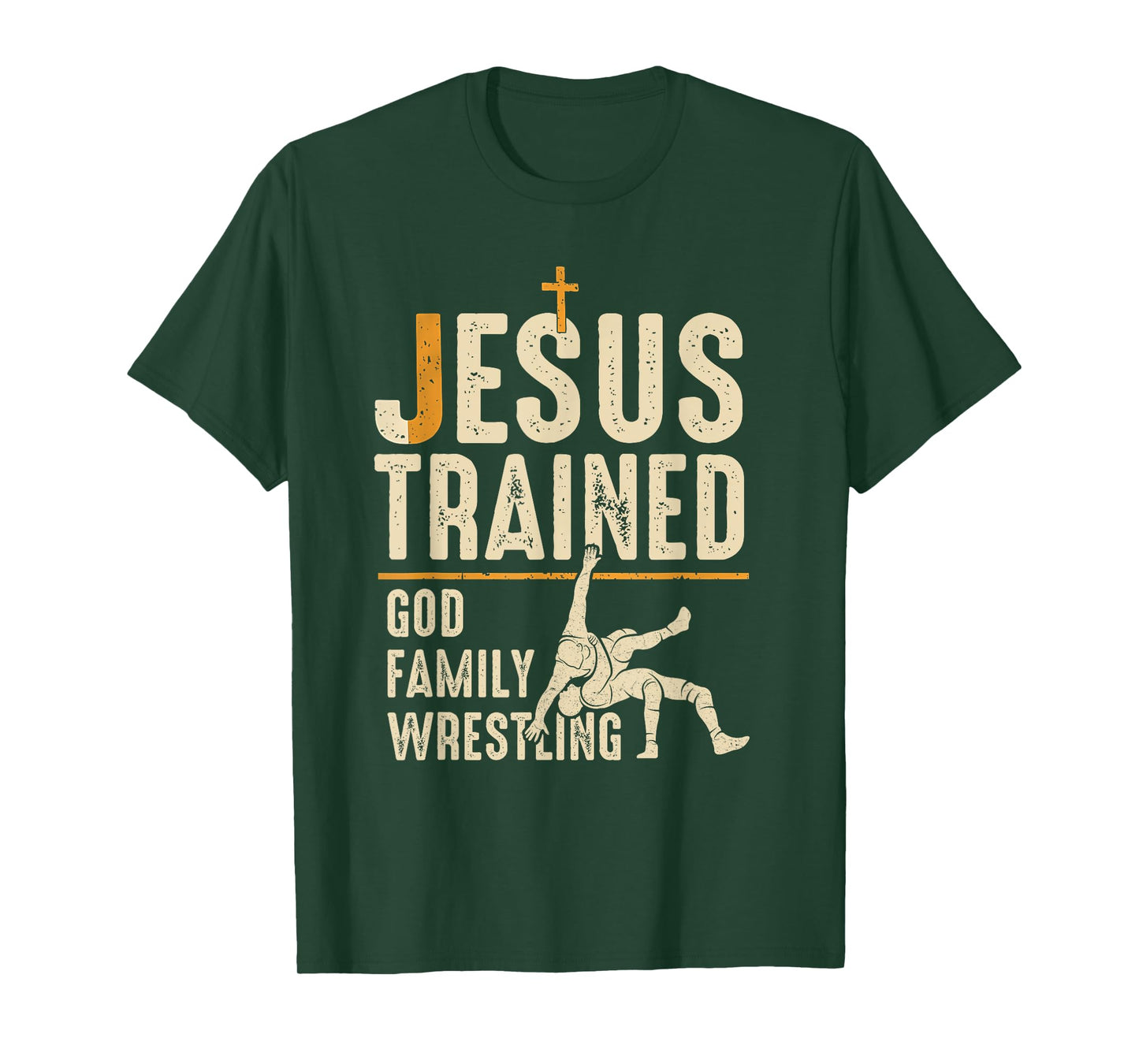 Jesus Trained God Family Wrestling Christian Unisex-Adults Black Small Christian Wrestling T-Shirt