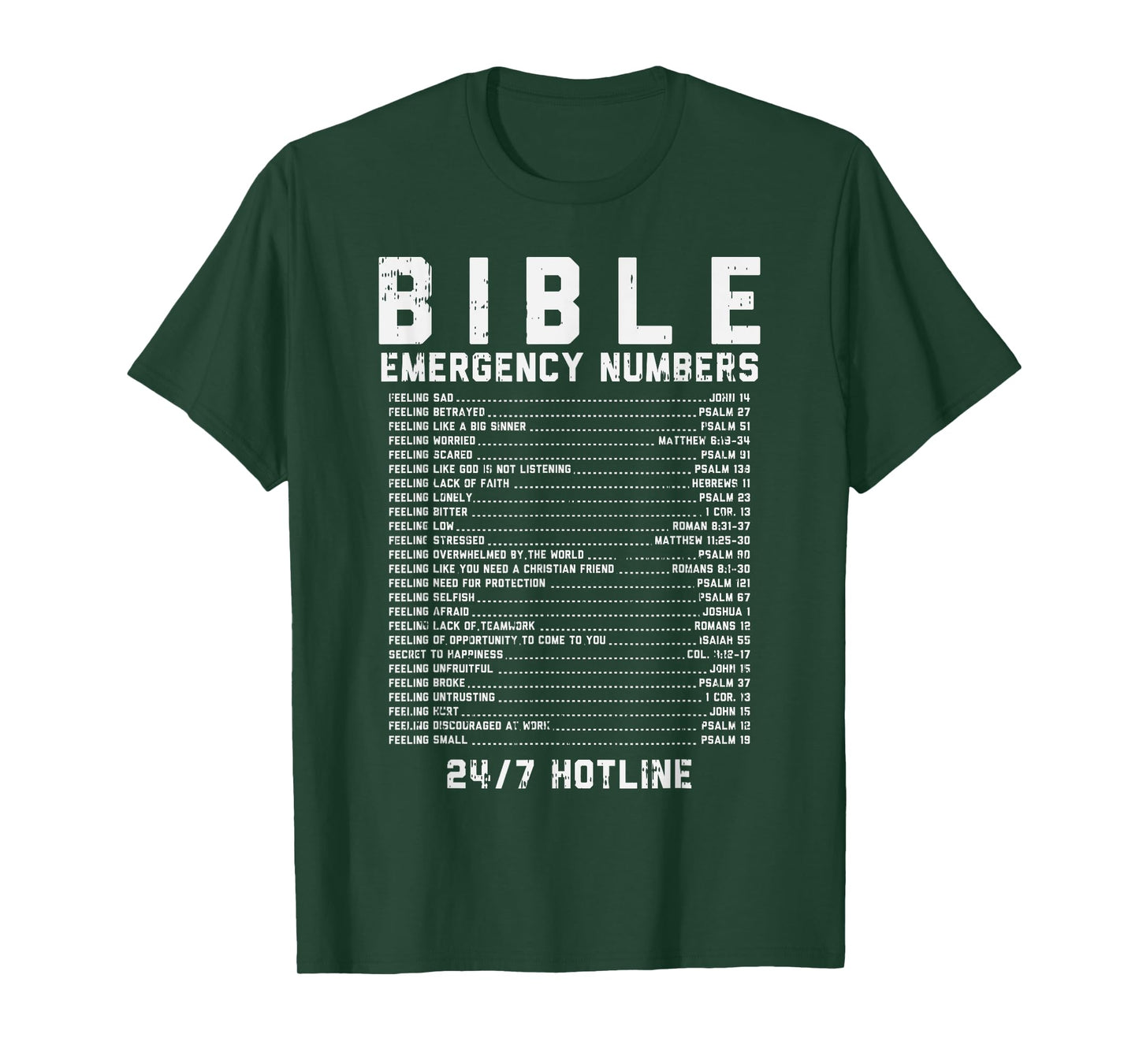 Bible Emergency Numbers Verse God Jesus Faith Christian Gift T-Shirt