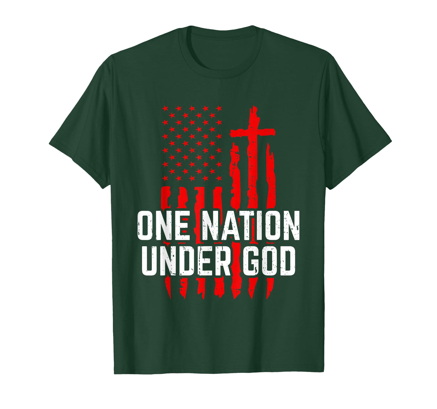 One Nation Under God Jesus Blessed American Flag T-Shirt
