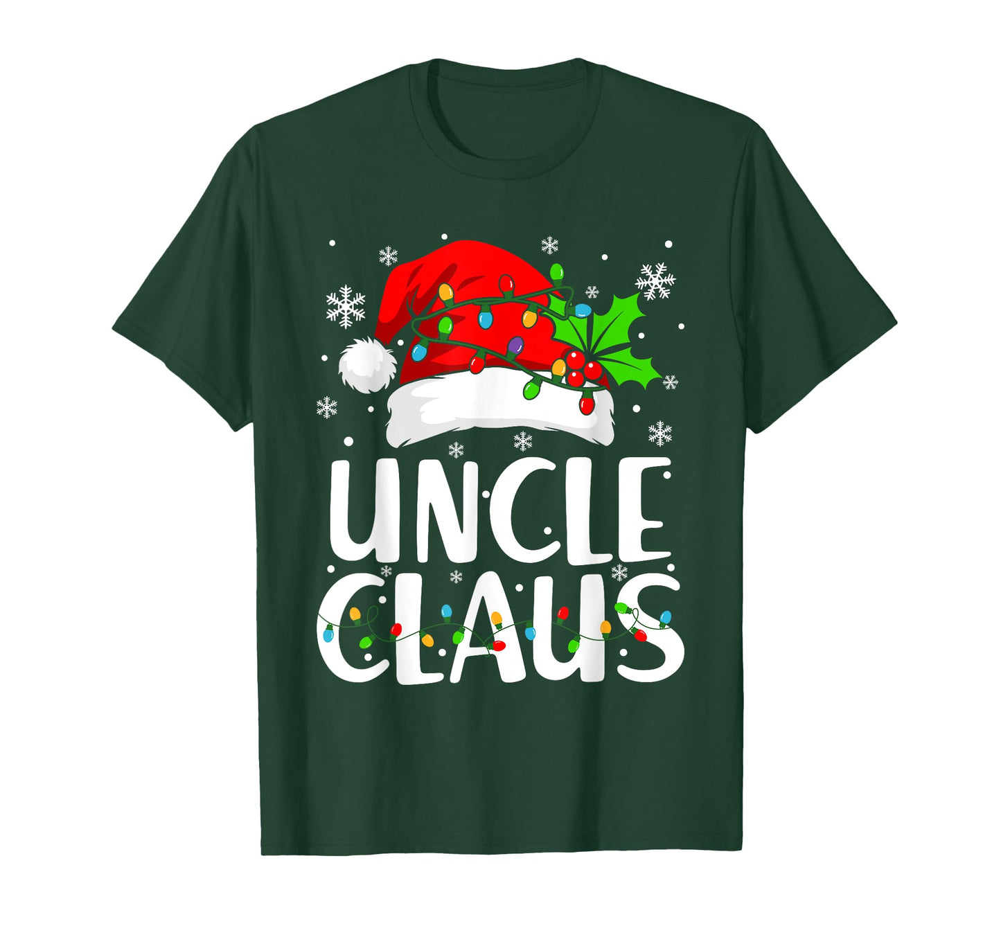 Uncle Claus Shirt Christmas Lights Pajama Family Matching T-Shirt