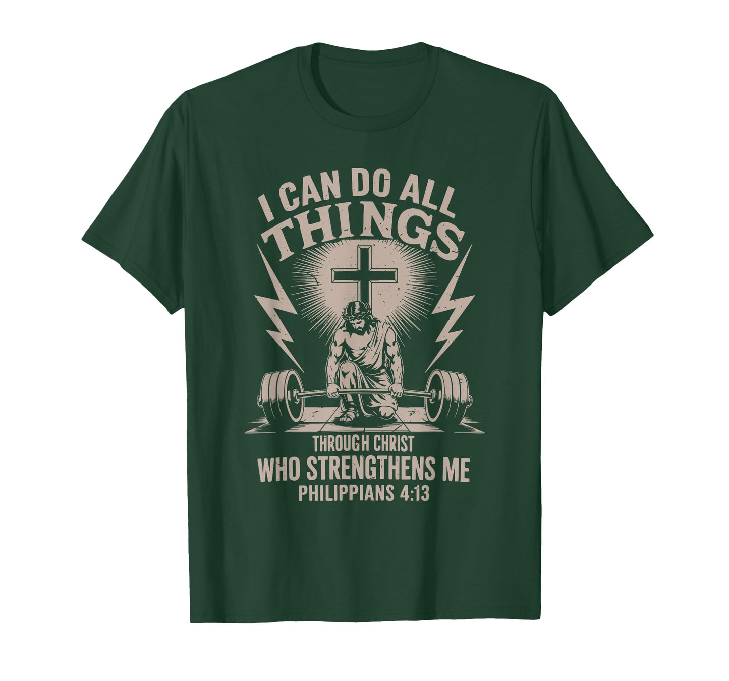 Can Do All Things Christian Workout Gym Weightlifting Cross T-Shirt