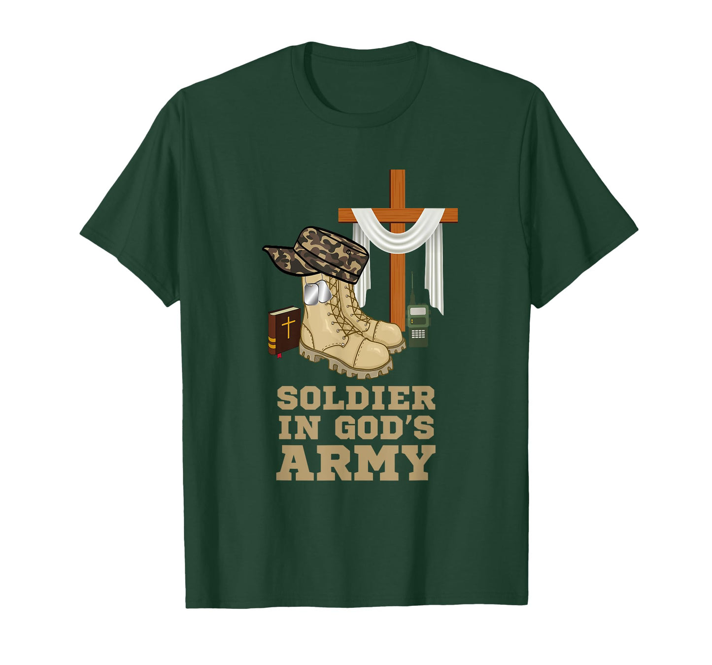 Christian Soldier In God's Army Military Jesus Christ Cross T-Shirt