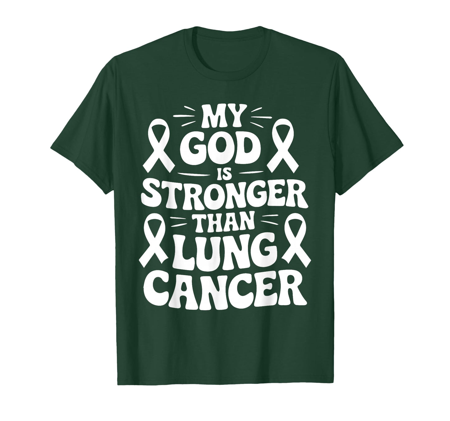 Lung Cancer Support God's Strength White Ribbon Awareness T-Shirt
