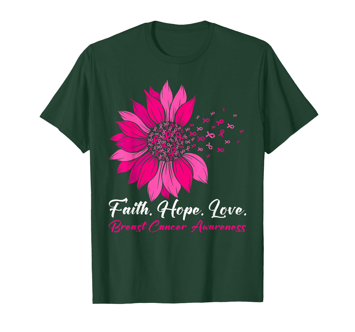 Sunflower Faith Hope Love Breast Cancer Awareness T-Shirt