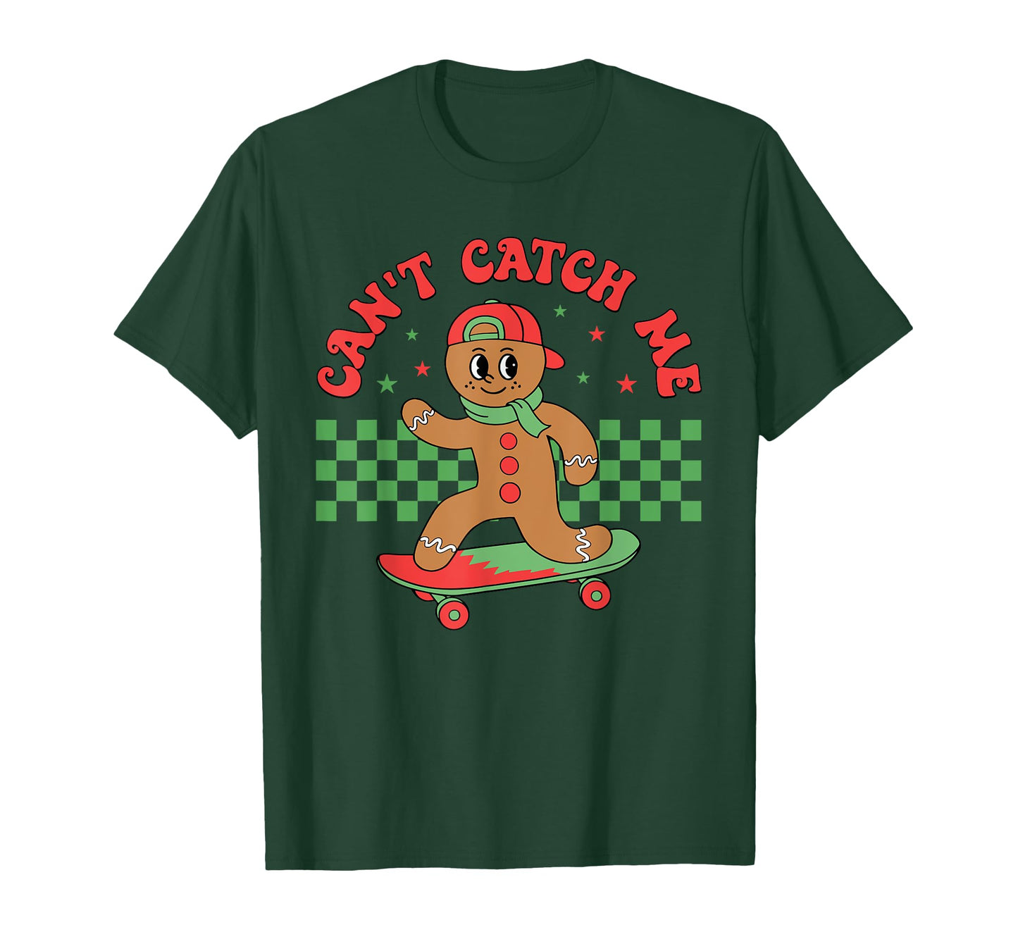 Can't Catch Me Retro Christmas Gingerbread Boy Xmas Kids T-Shirt
