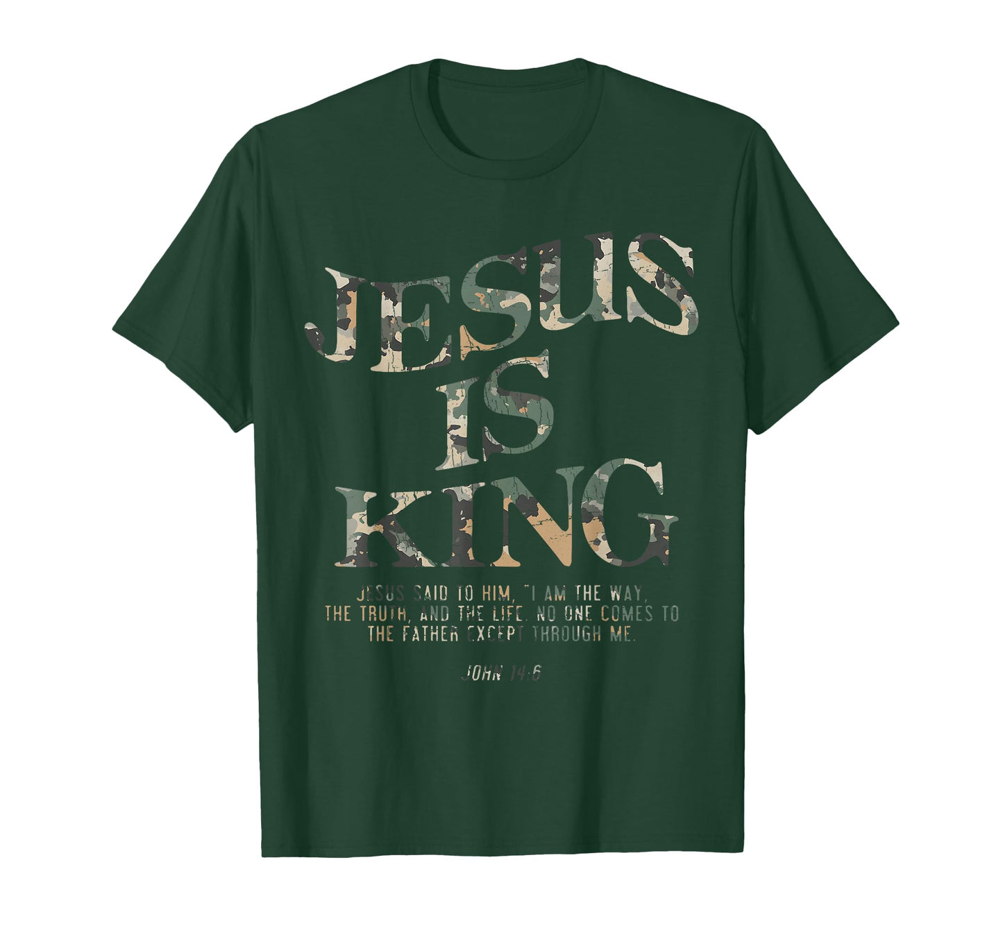 Vintage Camo Jesus Is King Jesus John 14 6 Costume Christian T-Shirt