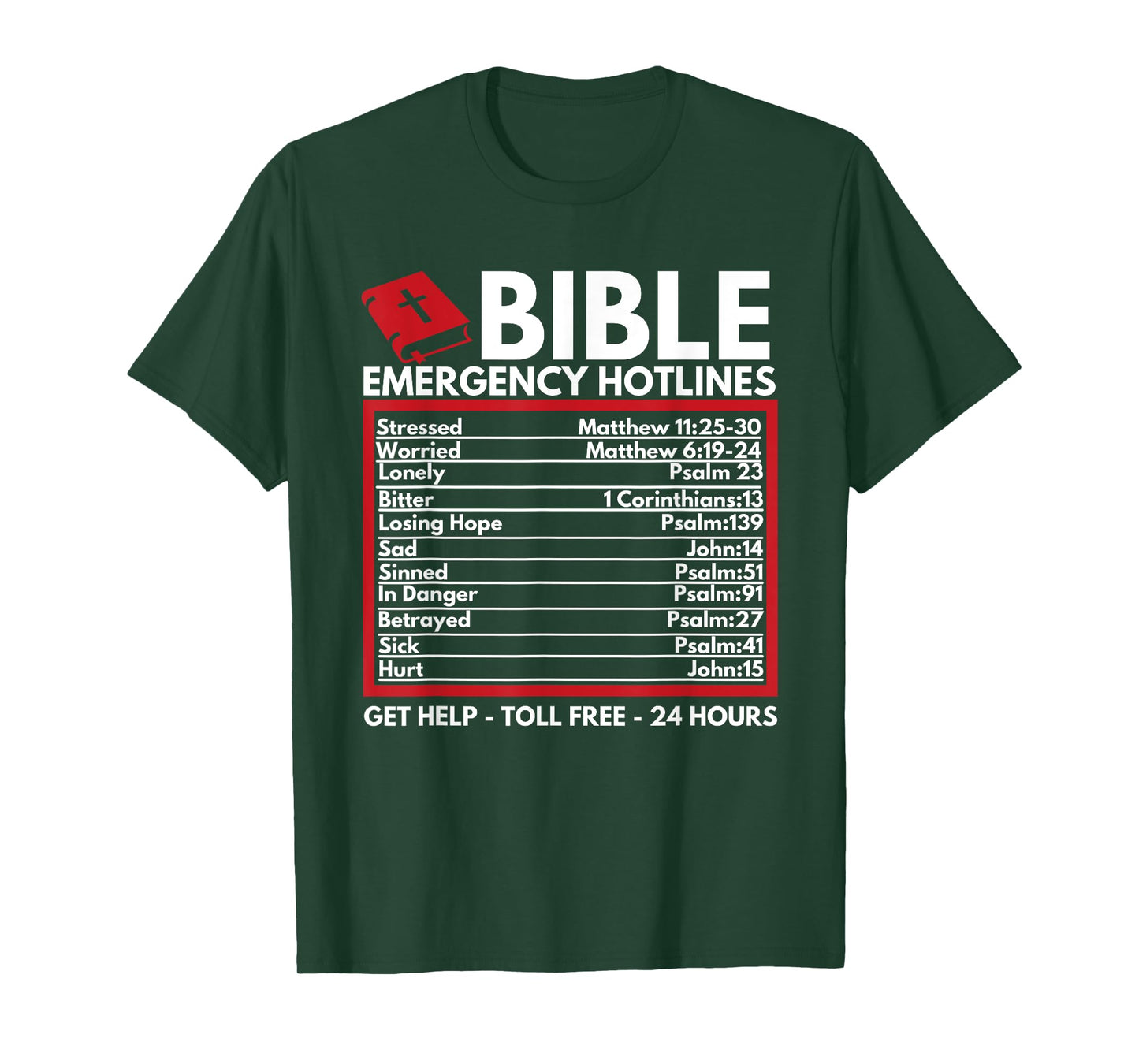 Bible Emergency Numbers - Funny Christian Bible & Jesus T-Shirt