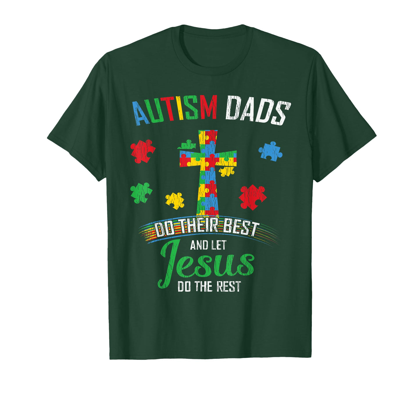 Autism Dad Son Father Autistic Kid Awareness Jesus Christian T-Shirt