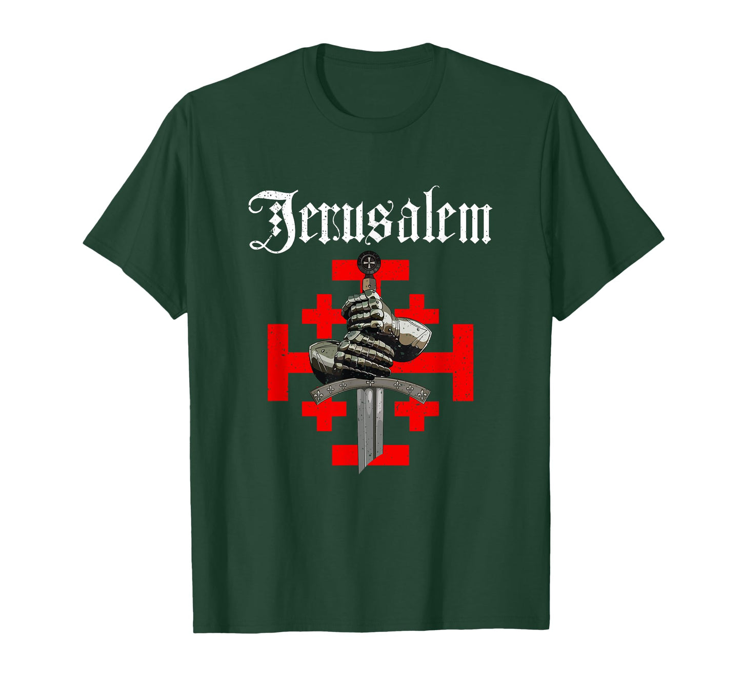 Jerusalem Kingdom Cross Knight Templar Glove And Sword T-Shirt