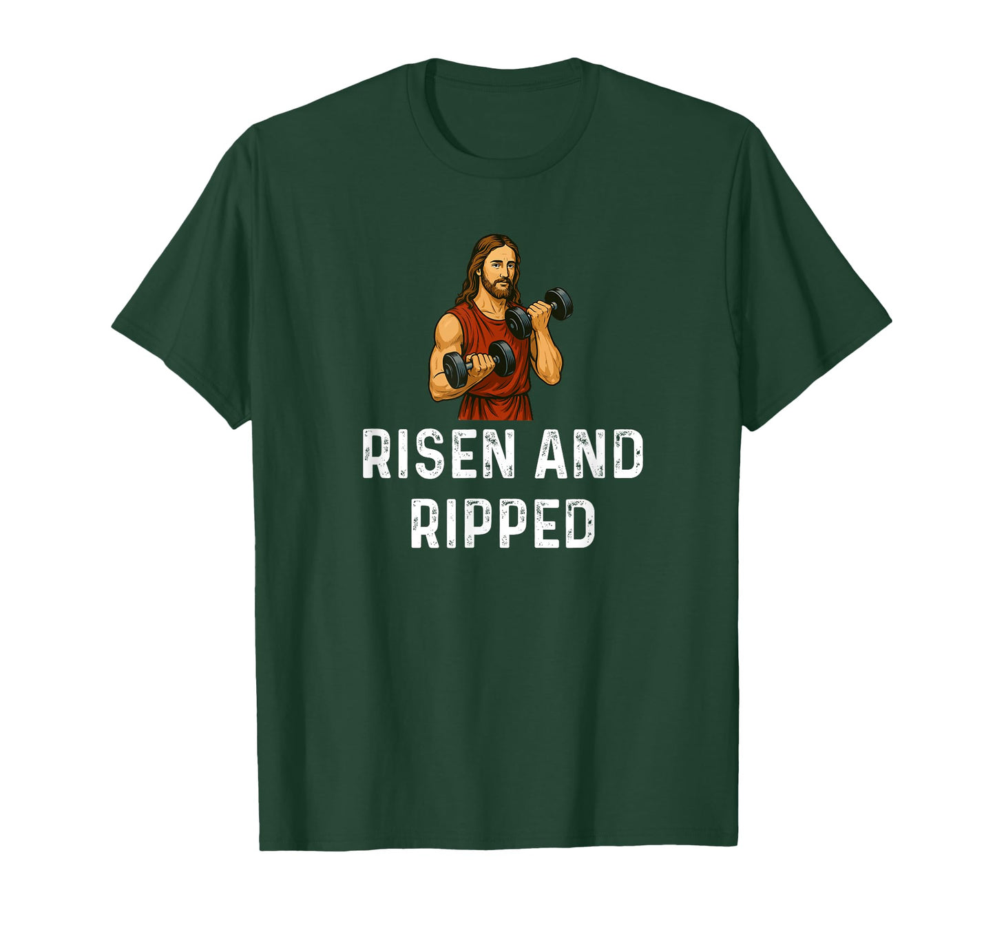 Risen and Ripped Church God Jesus Weight Lifting Fitness T-Shirt