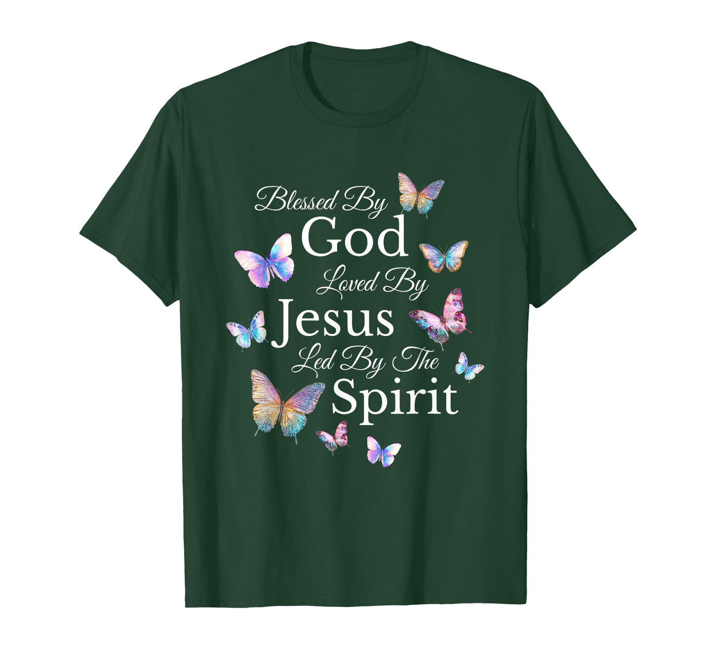 Blessed By God Loved By Jesus Butterfly Religious Christian T-Shirt