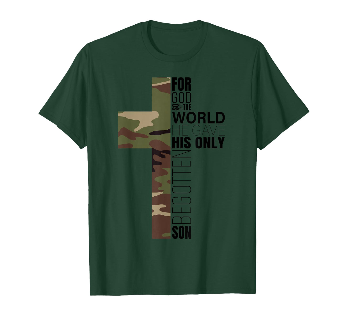 Green Camo Christian Cross Gifts Men John 3 16 Bible Verse Premium T-Shirt