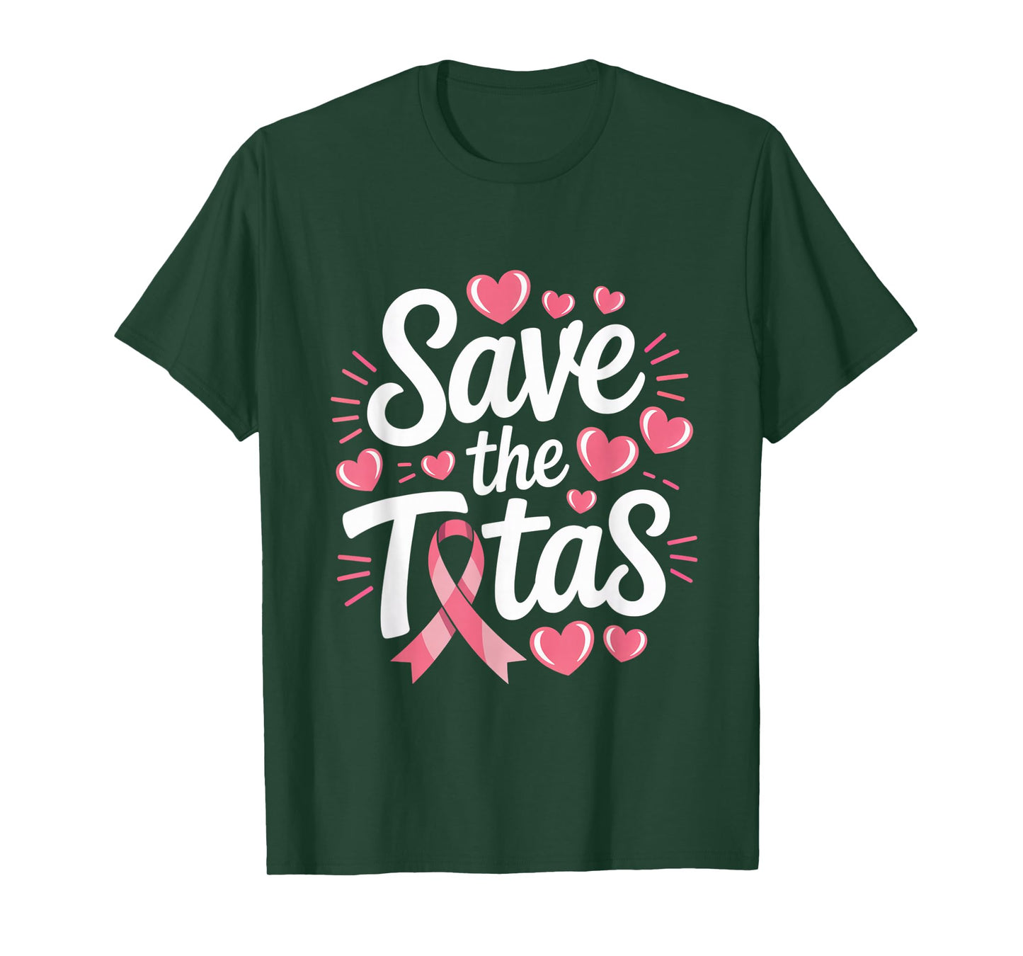 Save The Tatas Breast Cancer Fighting Awareness Pink Ribbon T-Shirt