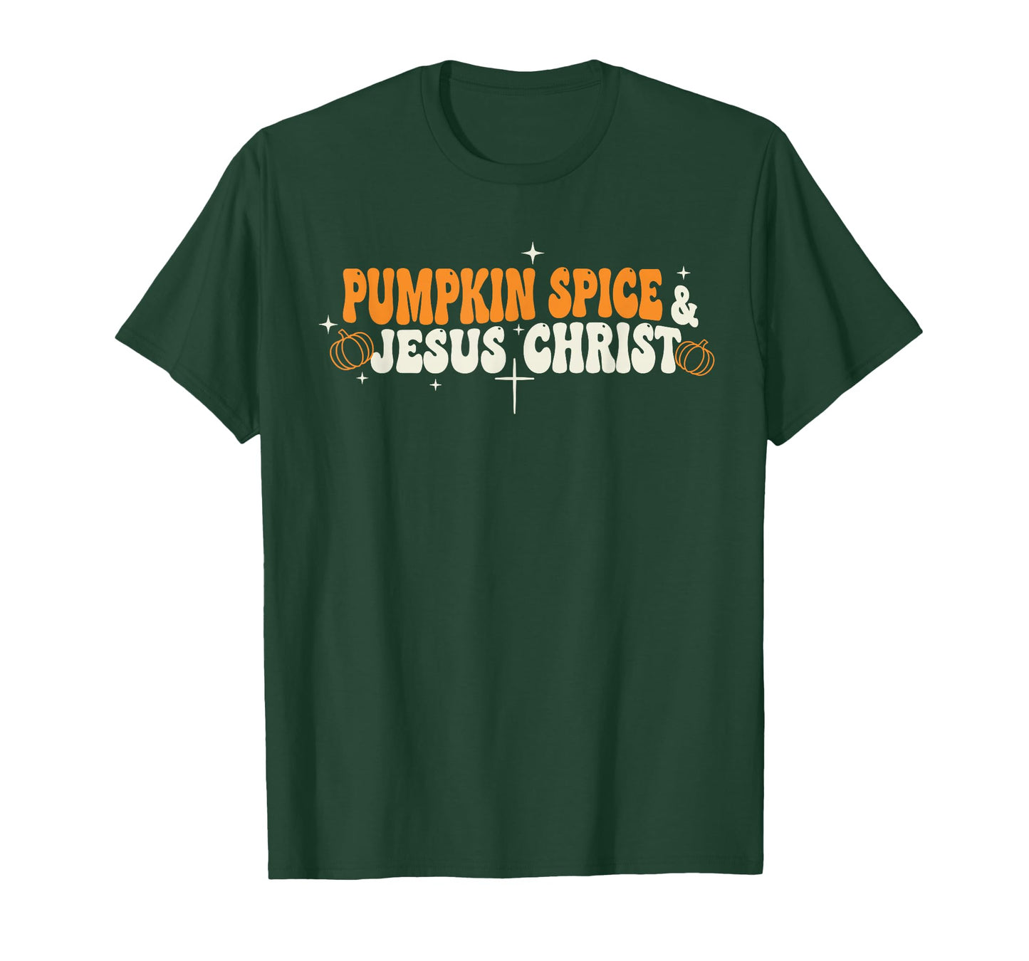 Pumpkin Spice and Jesus Christ Minimal Retro Autumn Faith T-Shirt