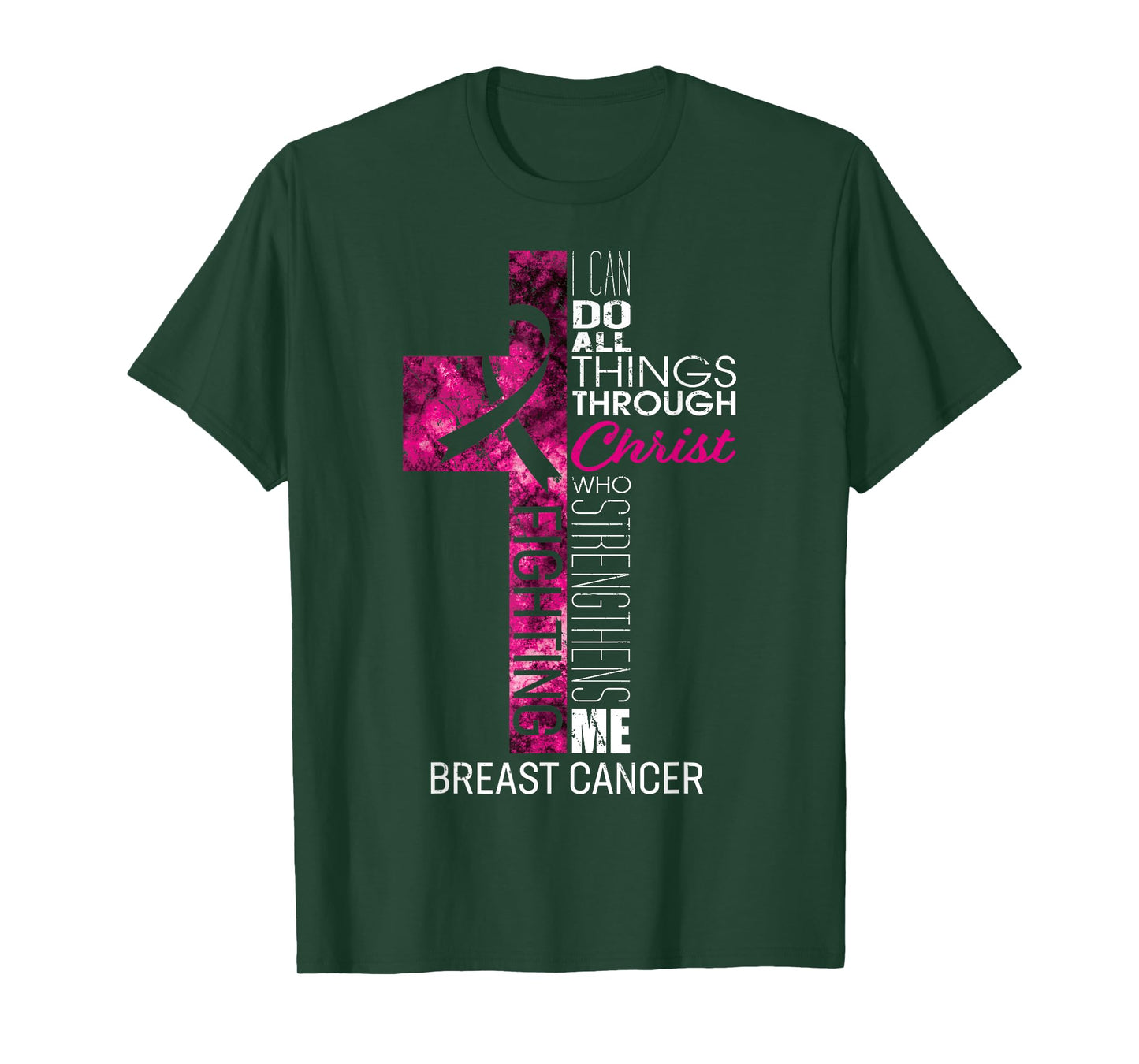 Breast Cancer Awareness Gifts Pink Cross Christian Verse Mom T-Shirt