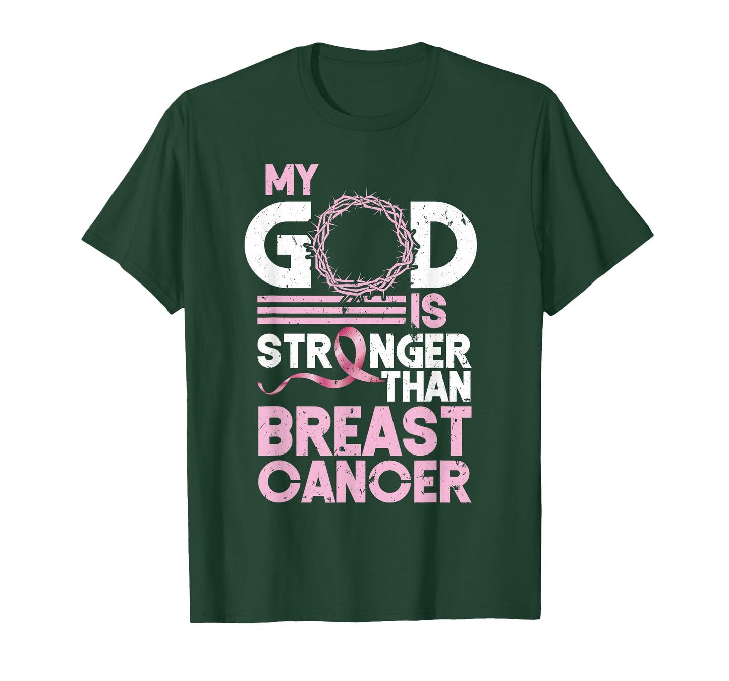 My God Is Stronger Than Breast Cancer Awareness Christian T-Shirt