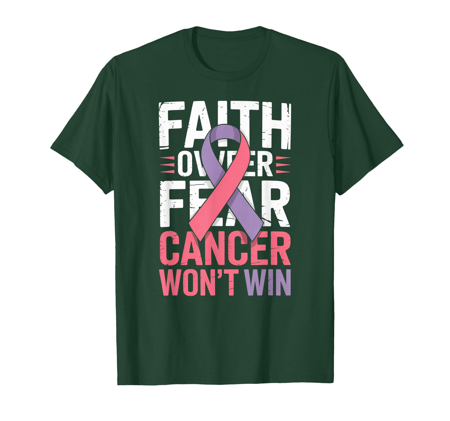 Faith Over Fear Cancer Won't Win Pink Ribbon T-Shirt