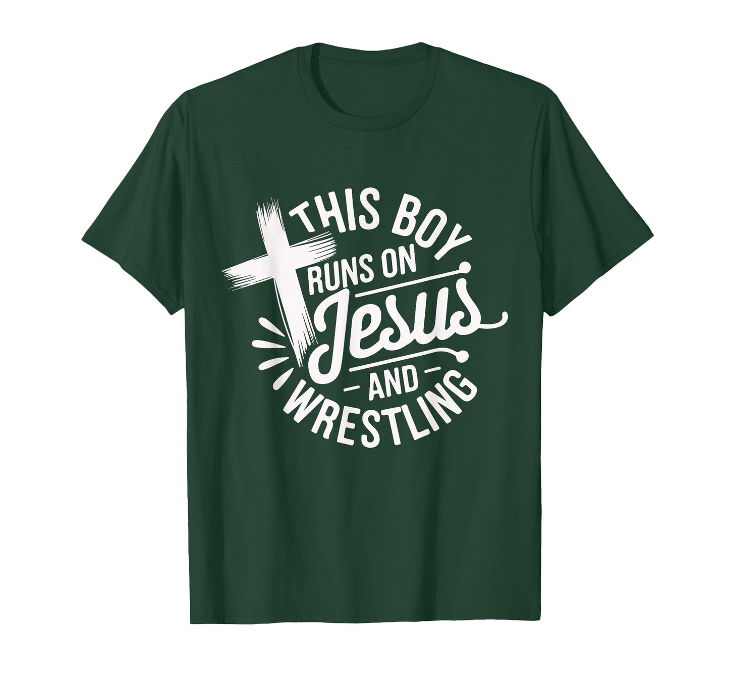 This Boy Runs on Jesus and Wrestling Christian Faith apparel T-Shirt