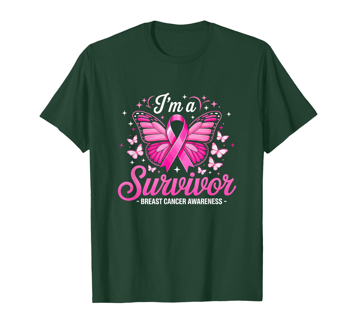 I'm A Survivor Breast Cancer Awareness Women Butterfly T-Shirt