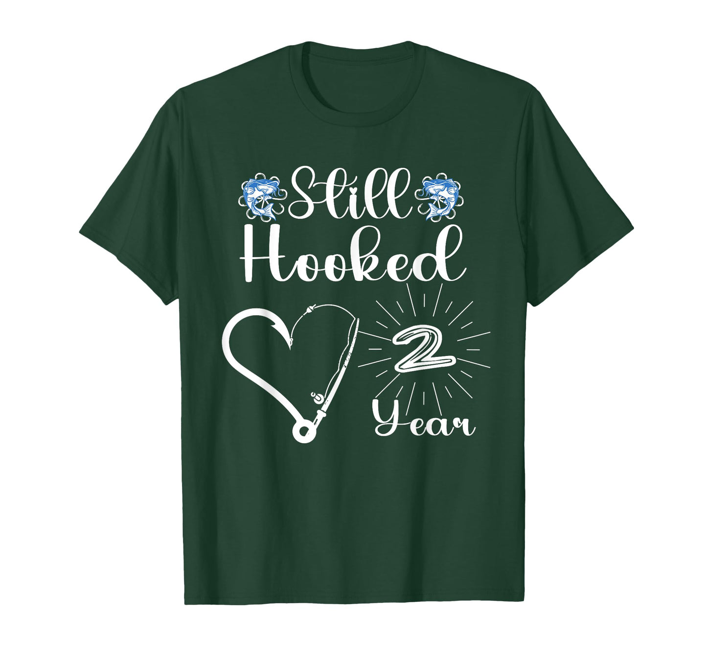Married 2 Year - Fishing Couple - 2nd Wedding Anniversary T-Shirt