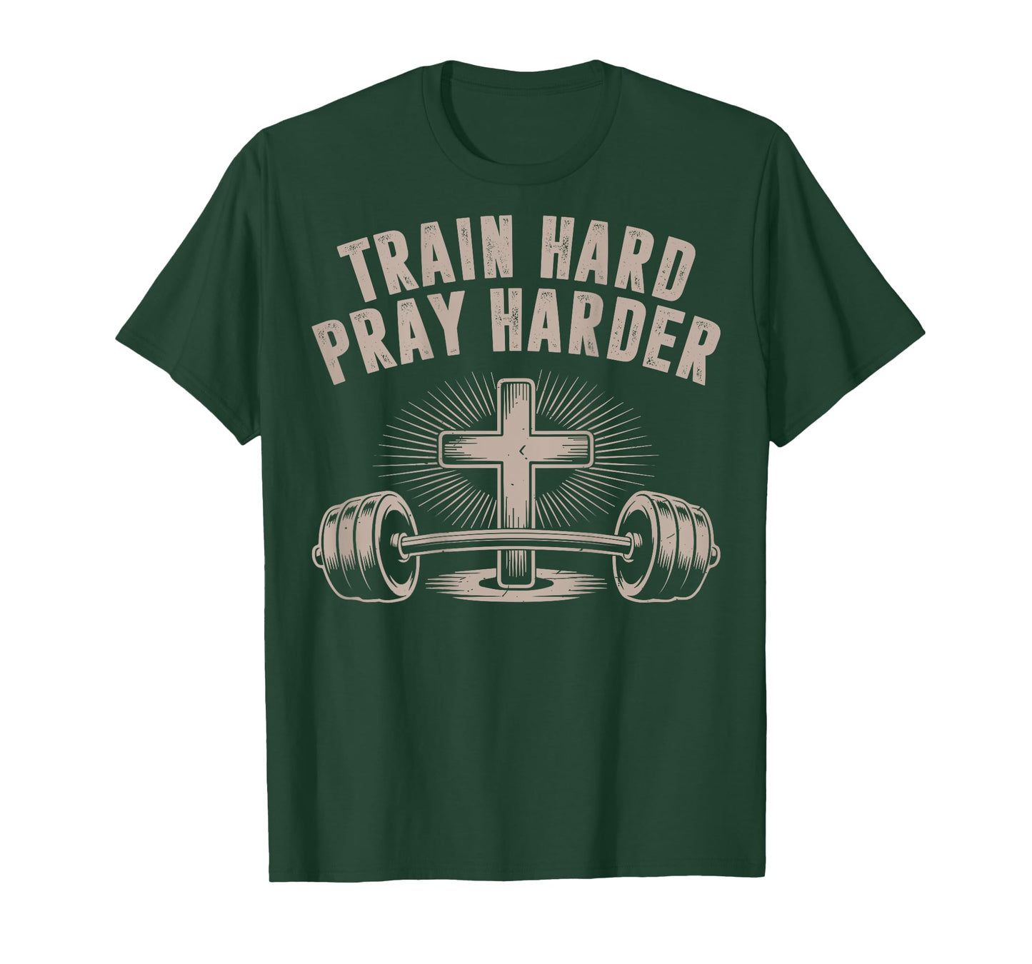 Men Train Hard Pray Harder Funny Christian Jesus Gym Workout T-Shirt