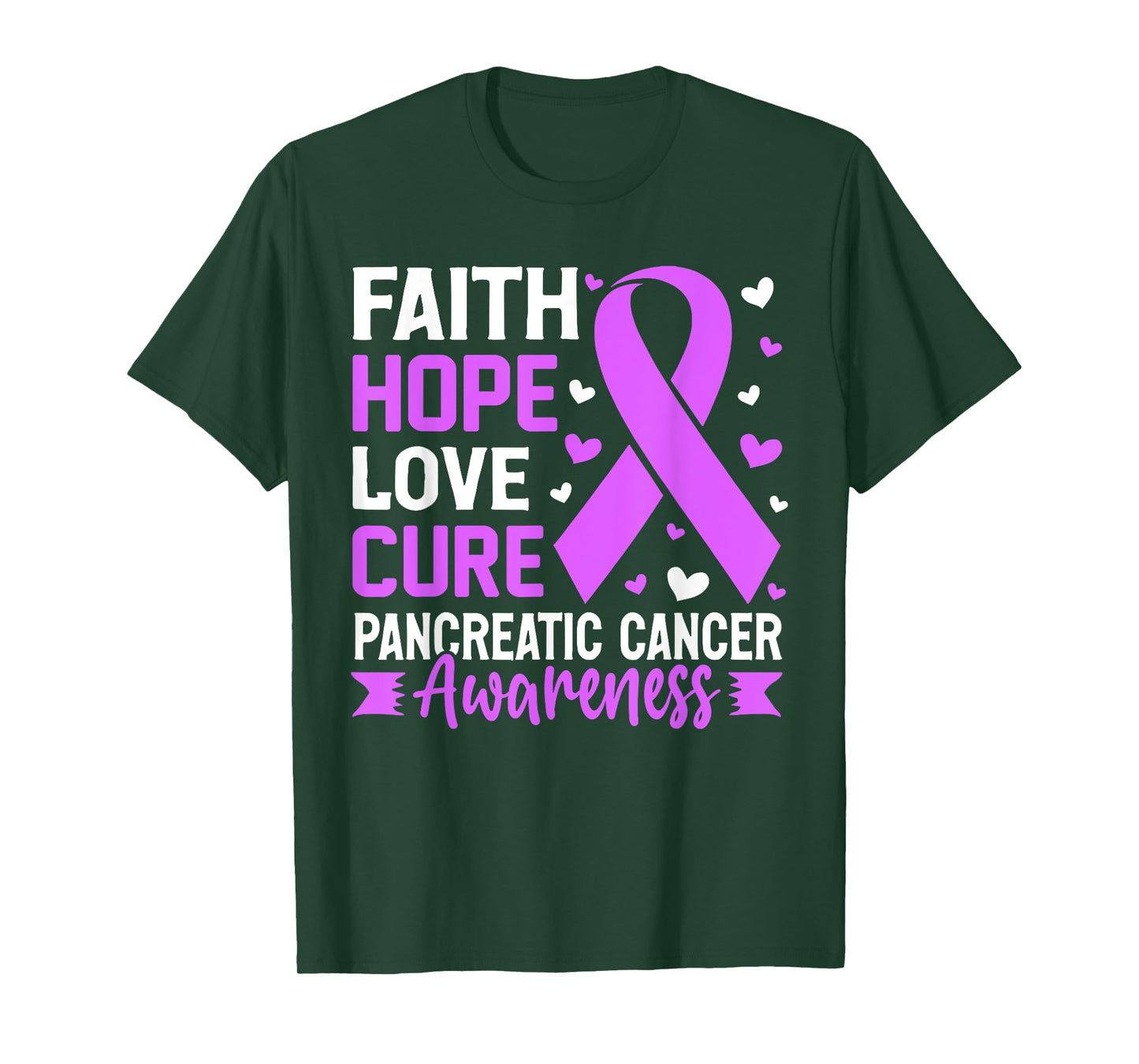 Faith Hope Love Pancreatic Cancer Exocrine Purple Ribbon T-Shirt