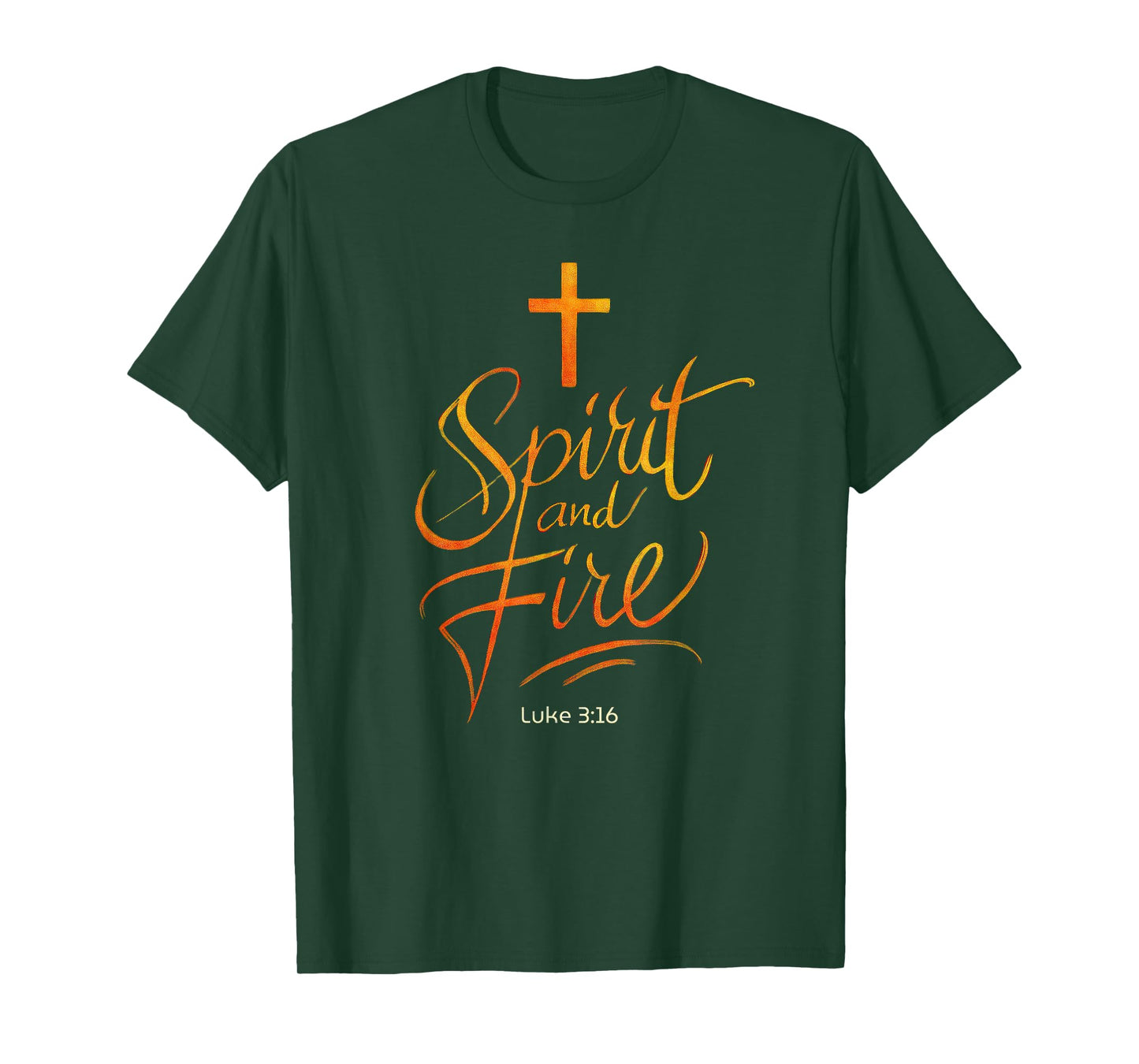 Holy Spirit & Fire Christian Cross of Jesus, Luke 3:16 Bible T-Shirt